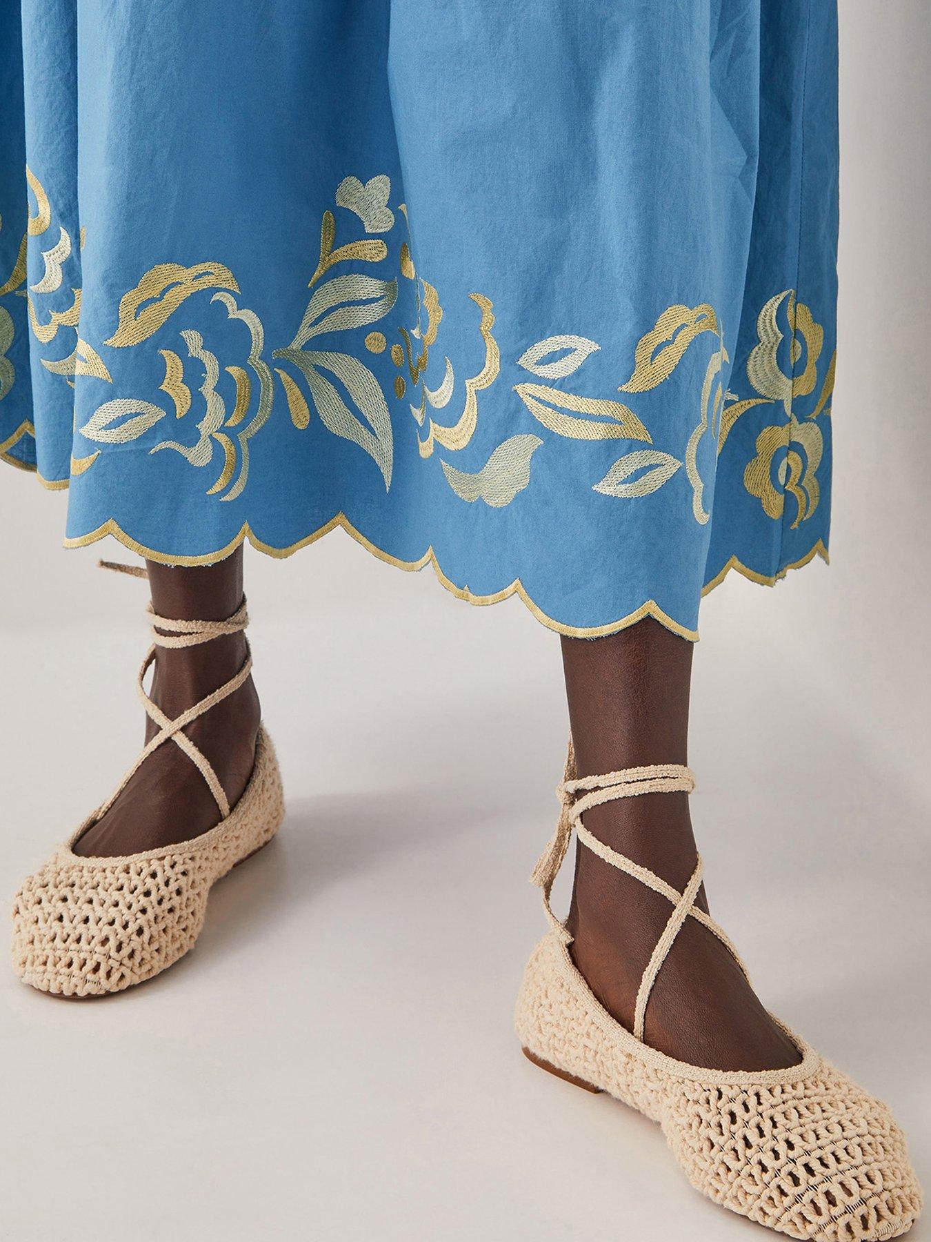 Image 3 of 4 of Monsoon Leia Embellished Dress - Blue