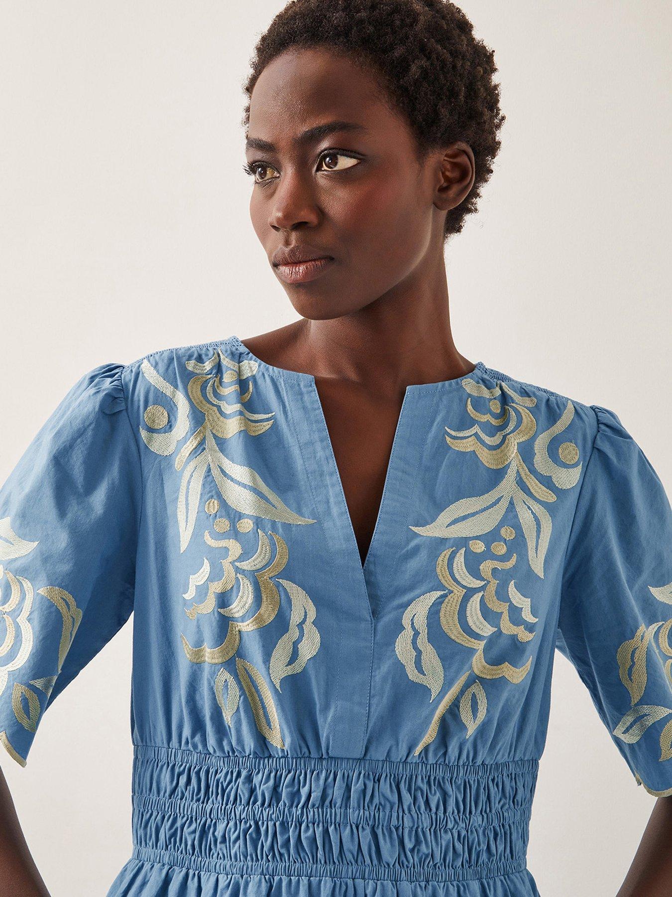 Image 4 of 4 of Monsoon Leia Embellished Dress - Blue