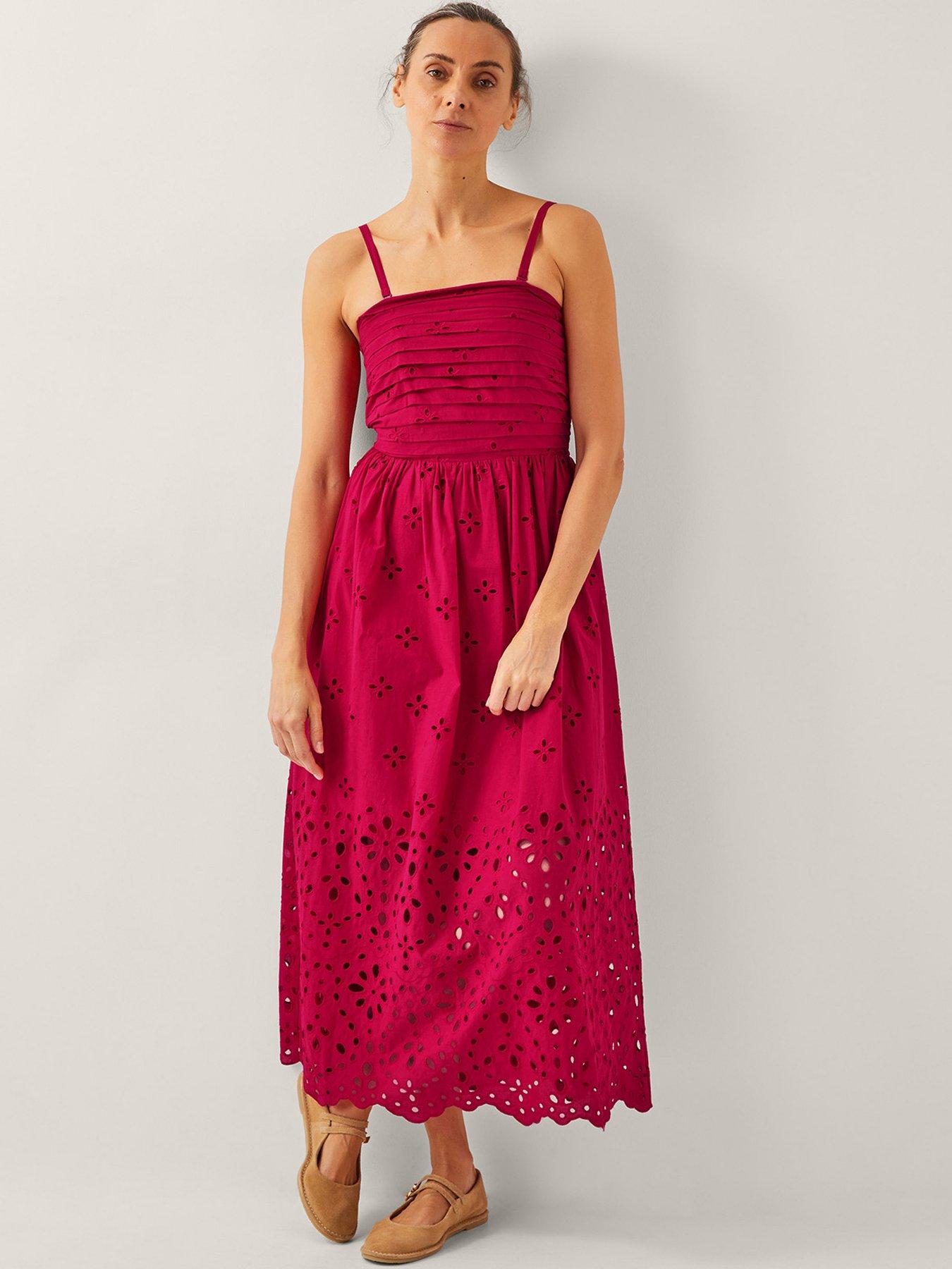 Image 1 of 4 of Monsoon Etta Broderie Dress - Red