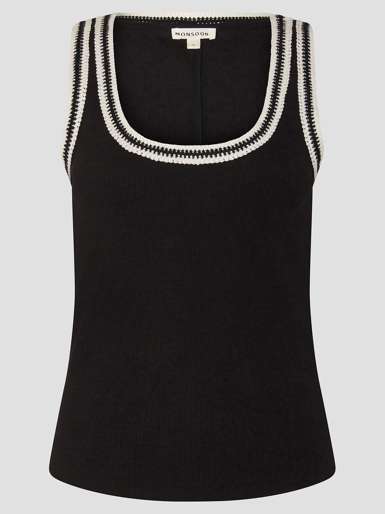 Image 3 of 6 of Monsoon Tate Trim Jersey Cami - Black