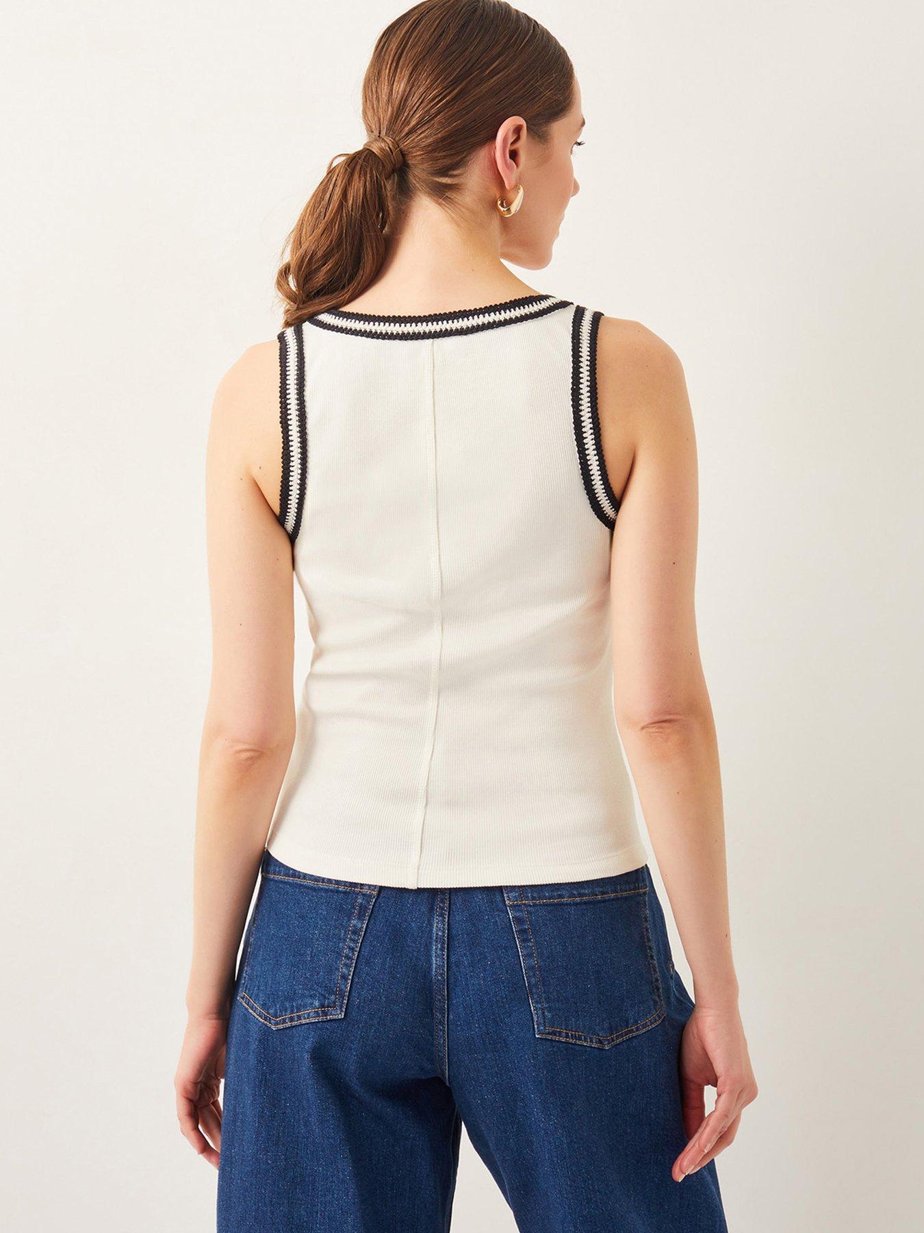 Image 2 of 6 of Monsoon Tate Trim Jersey Cami - Ivory