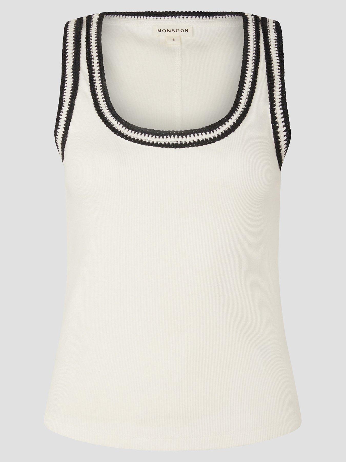 Image 3 of 6 of Monsoon Tate Trim Jersey Cami - Ivory