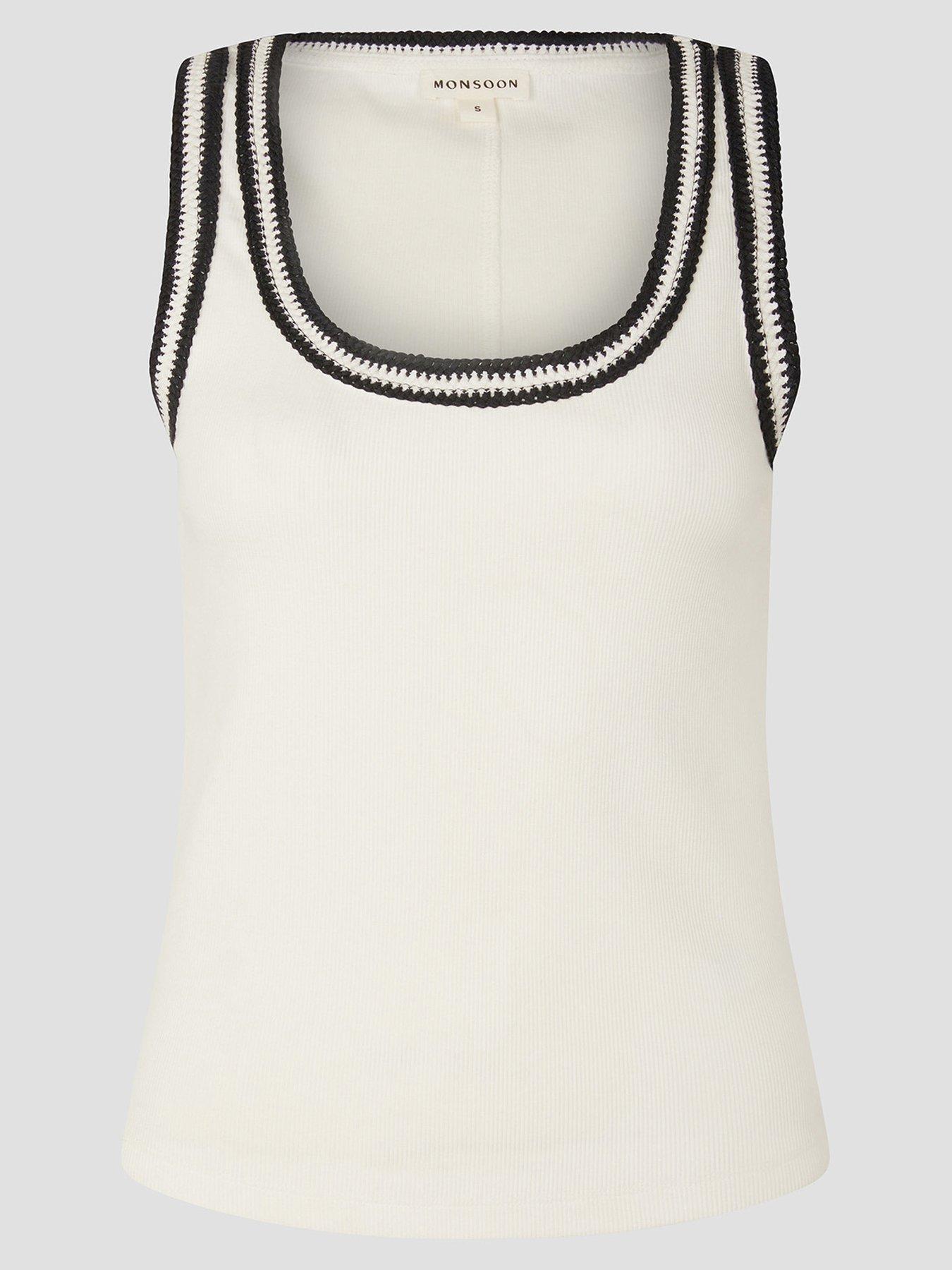 Image 6 of 6 of Monsoon Tate Trim Jersey Cami - Ivory
