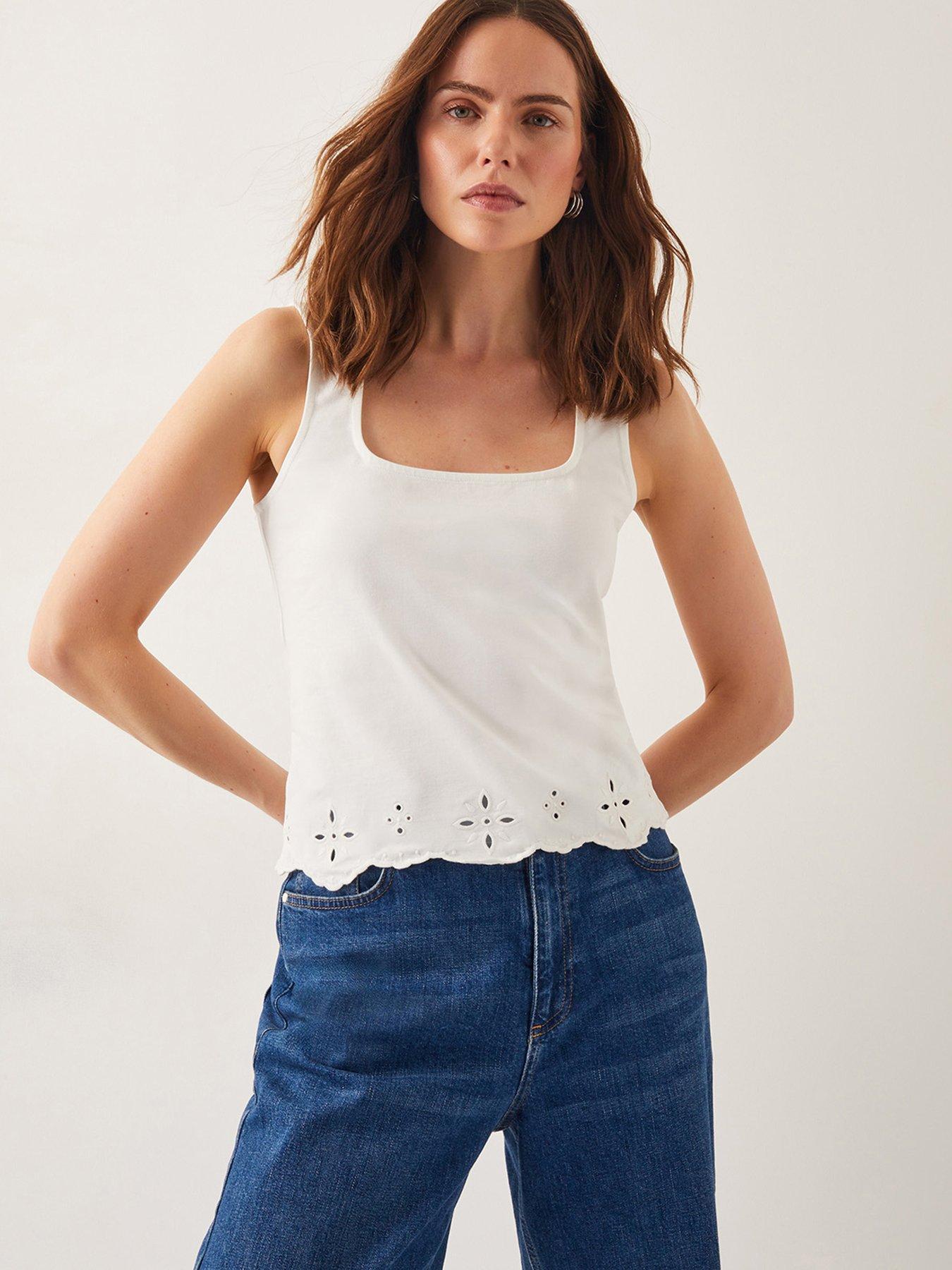 Image 1 of 5 of Monsoon Cara Cutwork Cami Top - Ivory