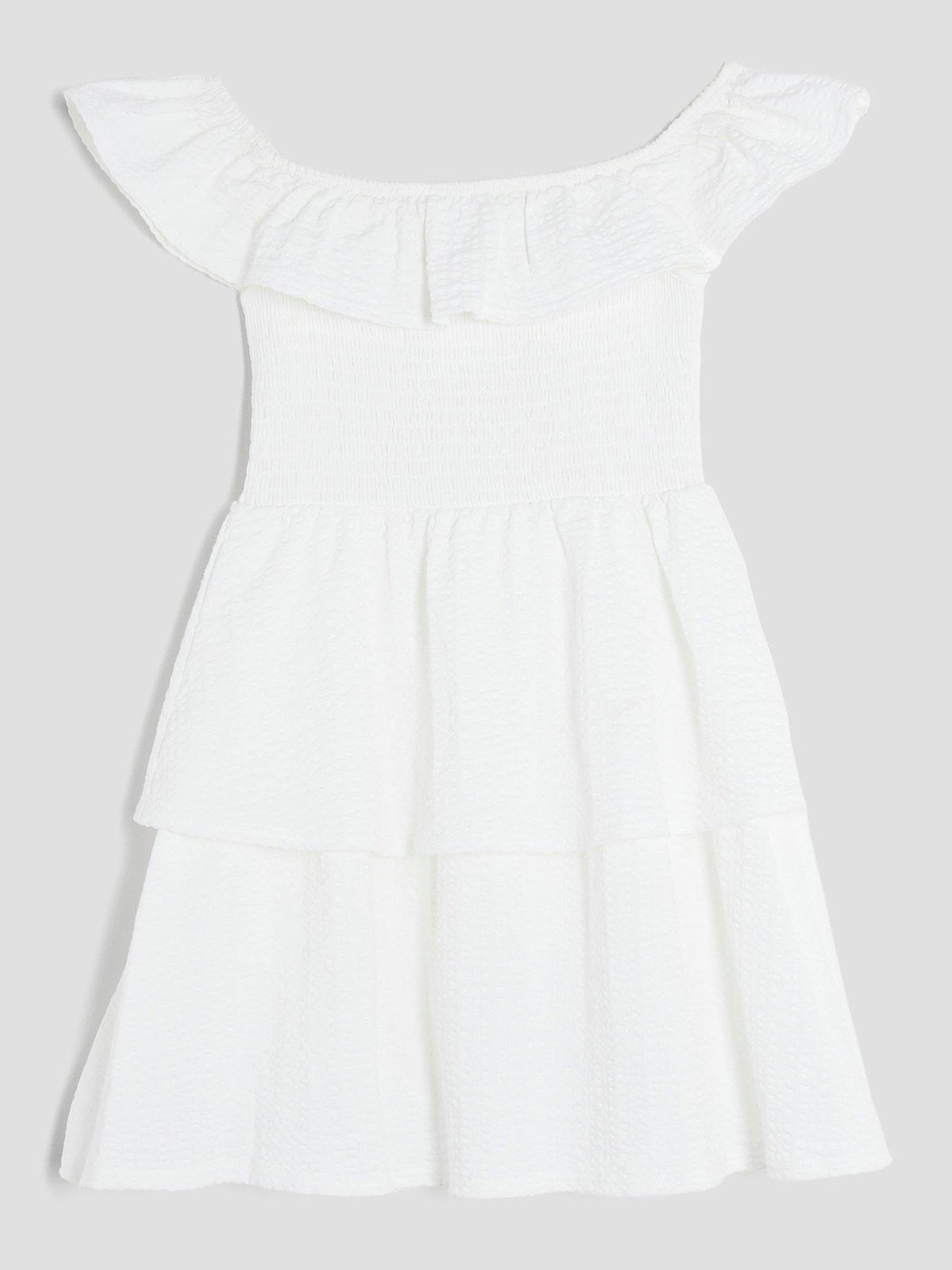 Image of River Island Older Girls Bardot Rara Dress  - White