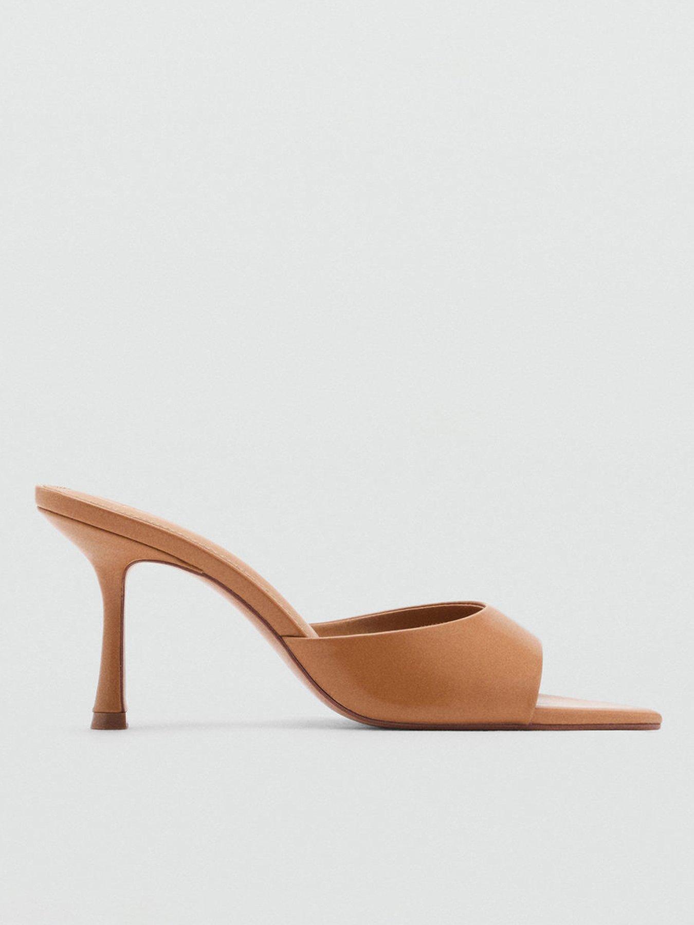 Image 1 of 4 of Mango Open Toed Heeled Sandals With Pointed Toe - Brown