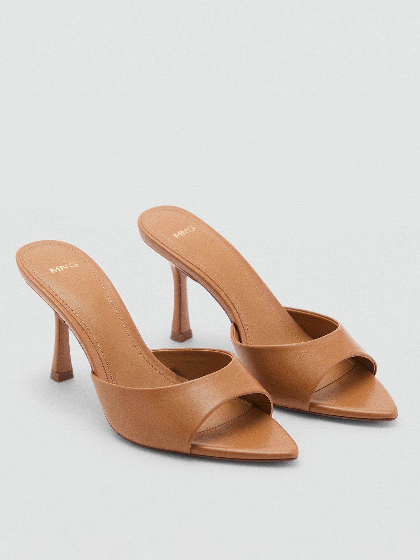 Image 2 of 4 of Mango Open Toed Heeled Sandals With Pointed Toe - Brown