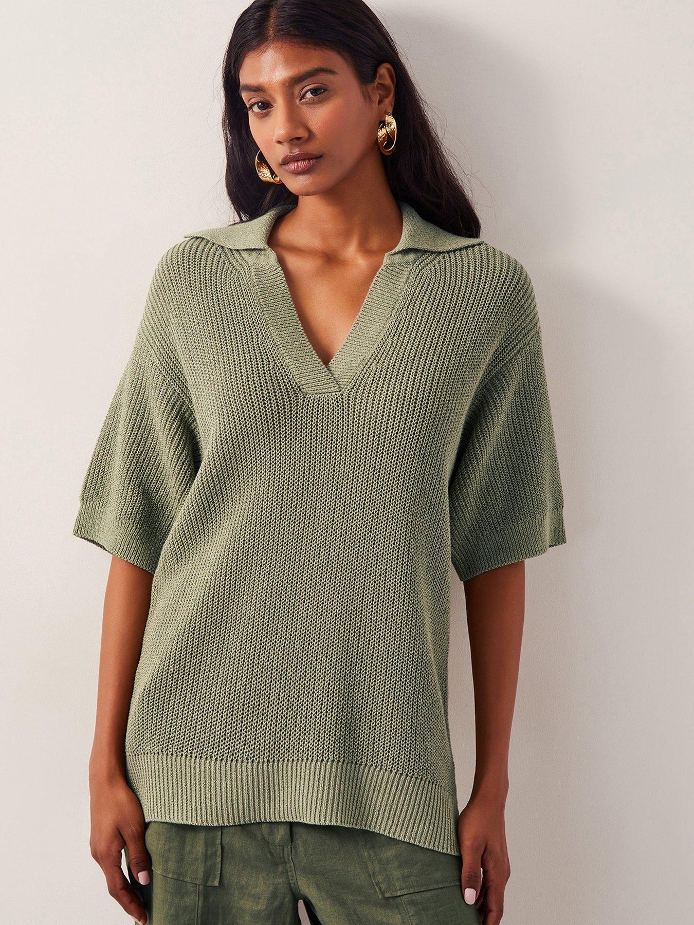 Image 1 of 4 of Monsoon Cece Collar Jumper - Khaki