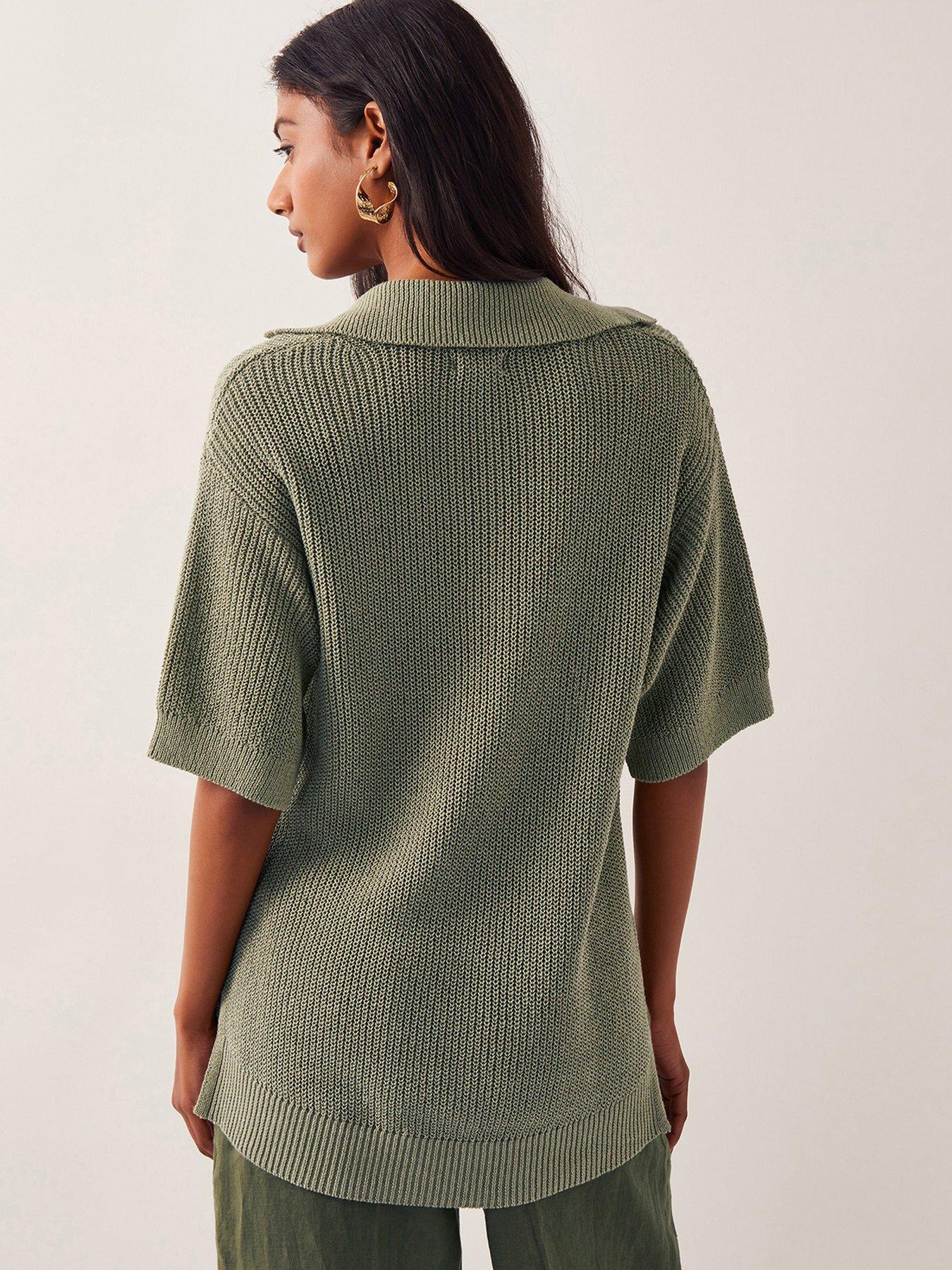 Image 2 of 4 of Monsoon Cece Collar Jumper - Khaki