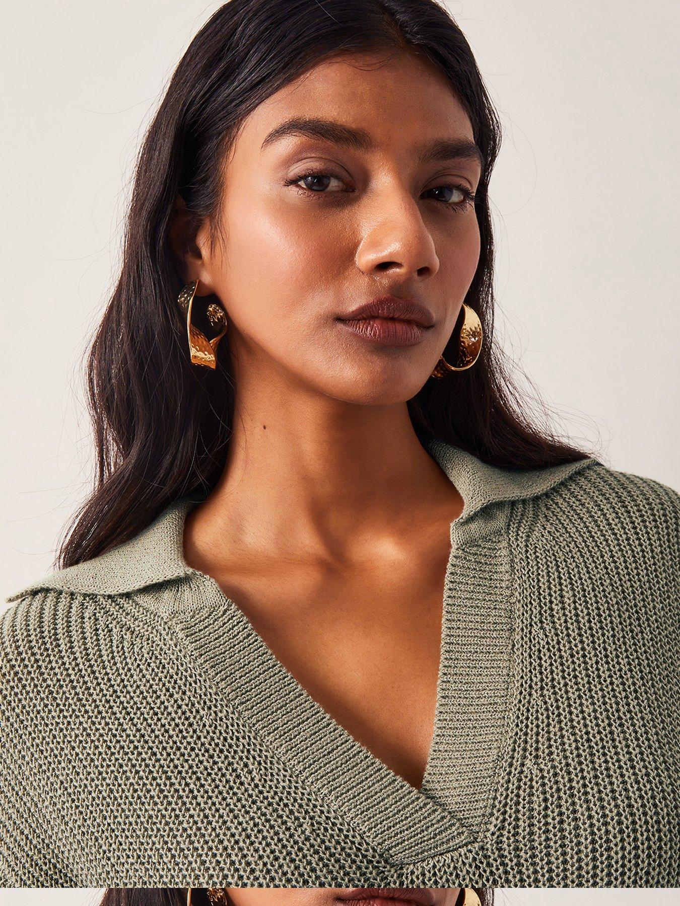 Image 4 of 4 of Monsoon Cece Collar Jumper - Khaki