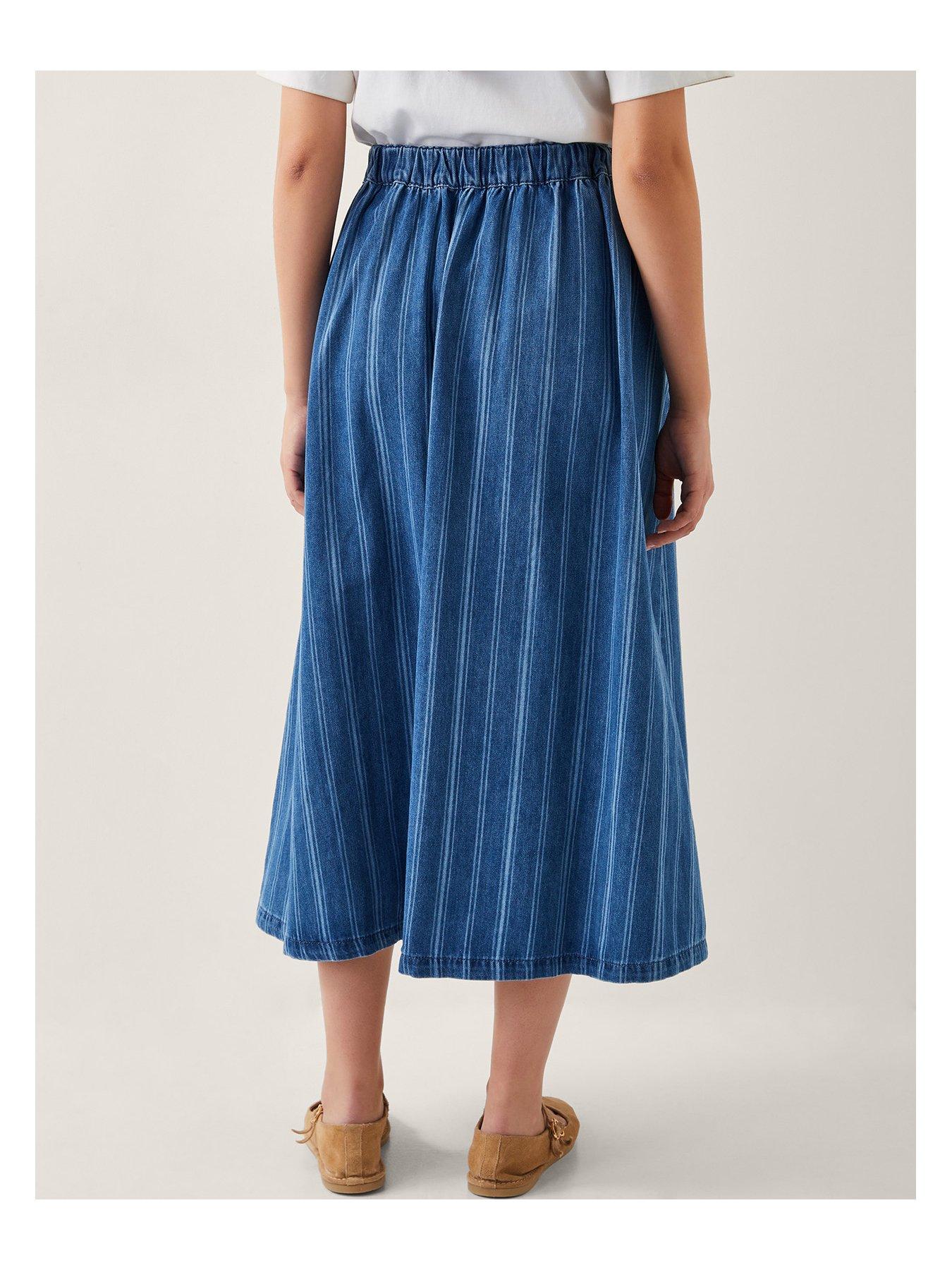 Image 2 of 5 of Monsoon Ottilie Stripe Skirt - Blue