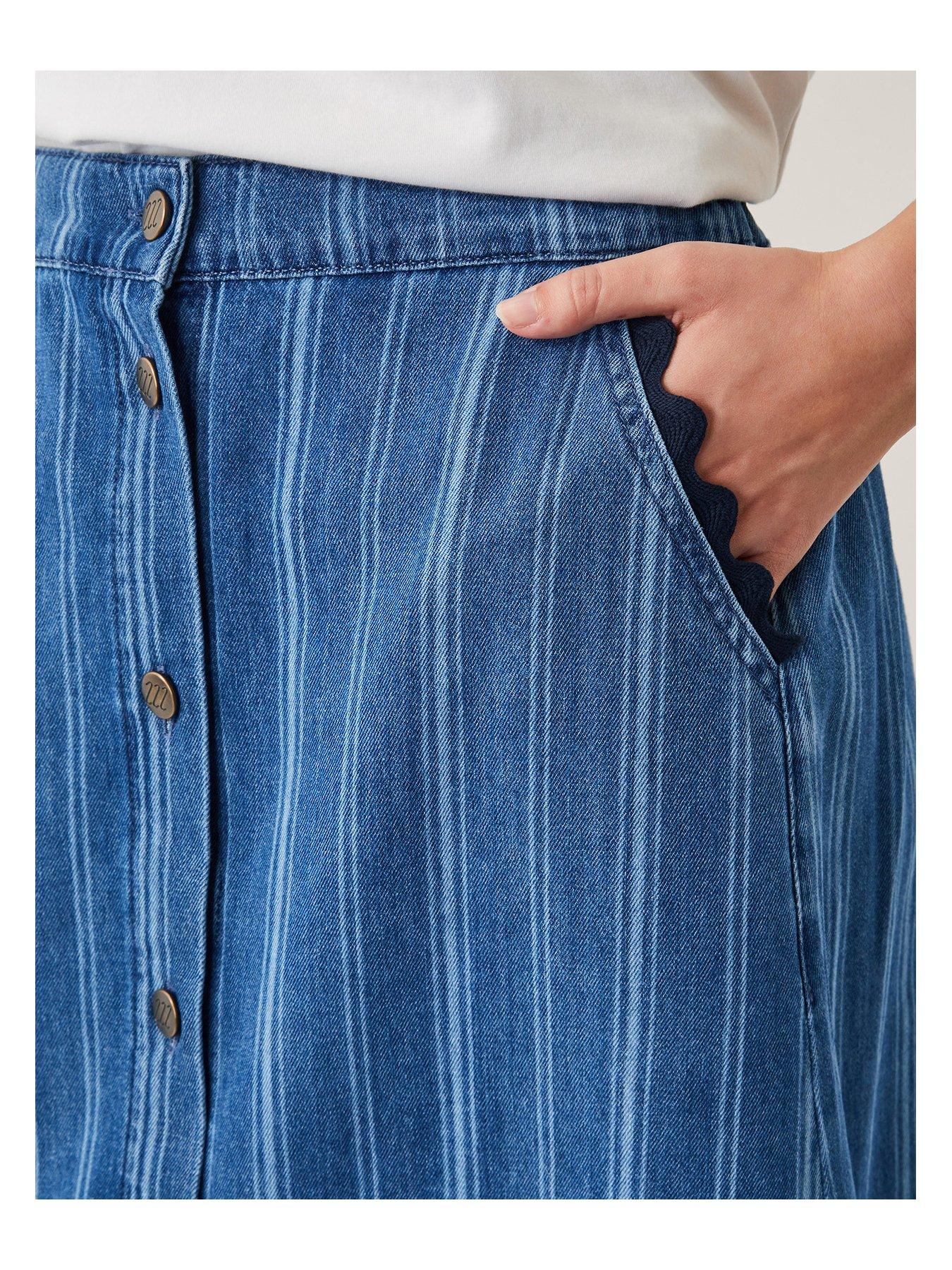 Image 4 of 5 of Monsoon Ottilie Stripe Skirt - Blue