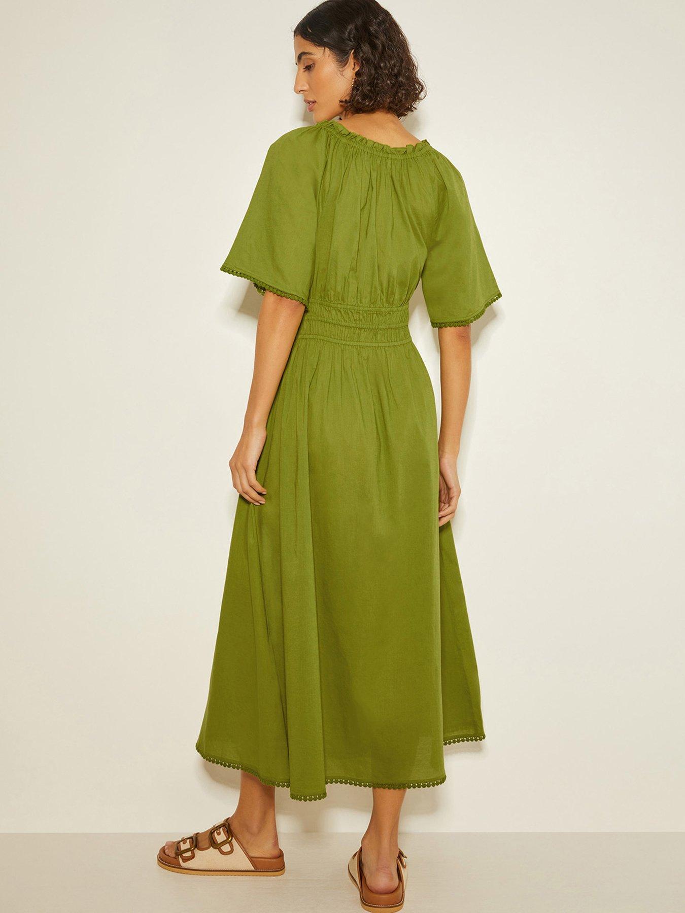 Image 2 of 5 of Monsoon Nora Midi Dress - Green