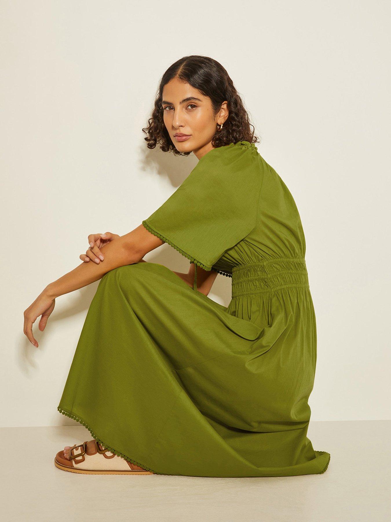Image 4 of 5 of Monsoon Nora Midi Dress - Green