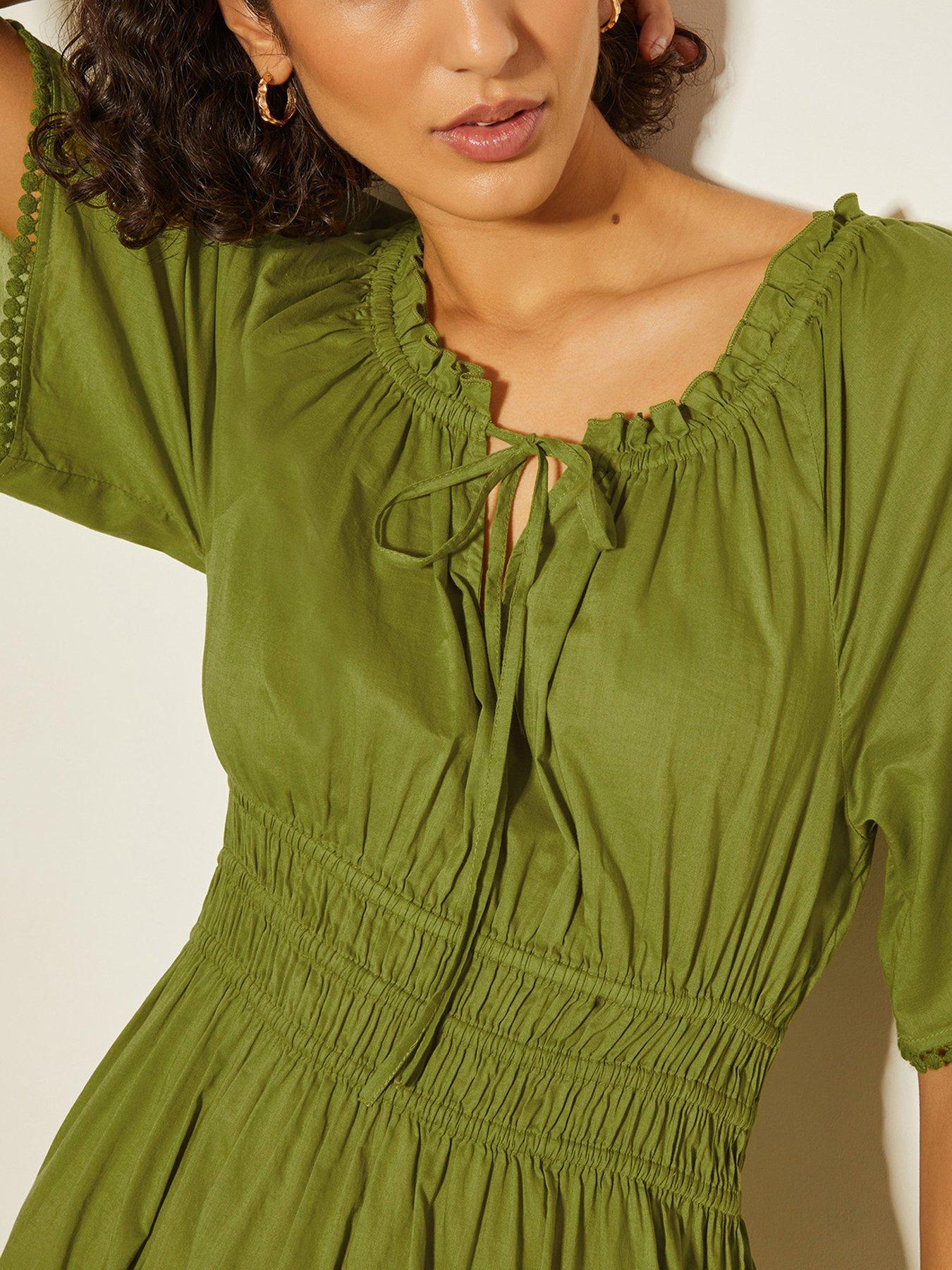 Image 5 of 5 of Monsoon Nora Midi Dress - Green