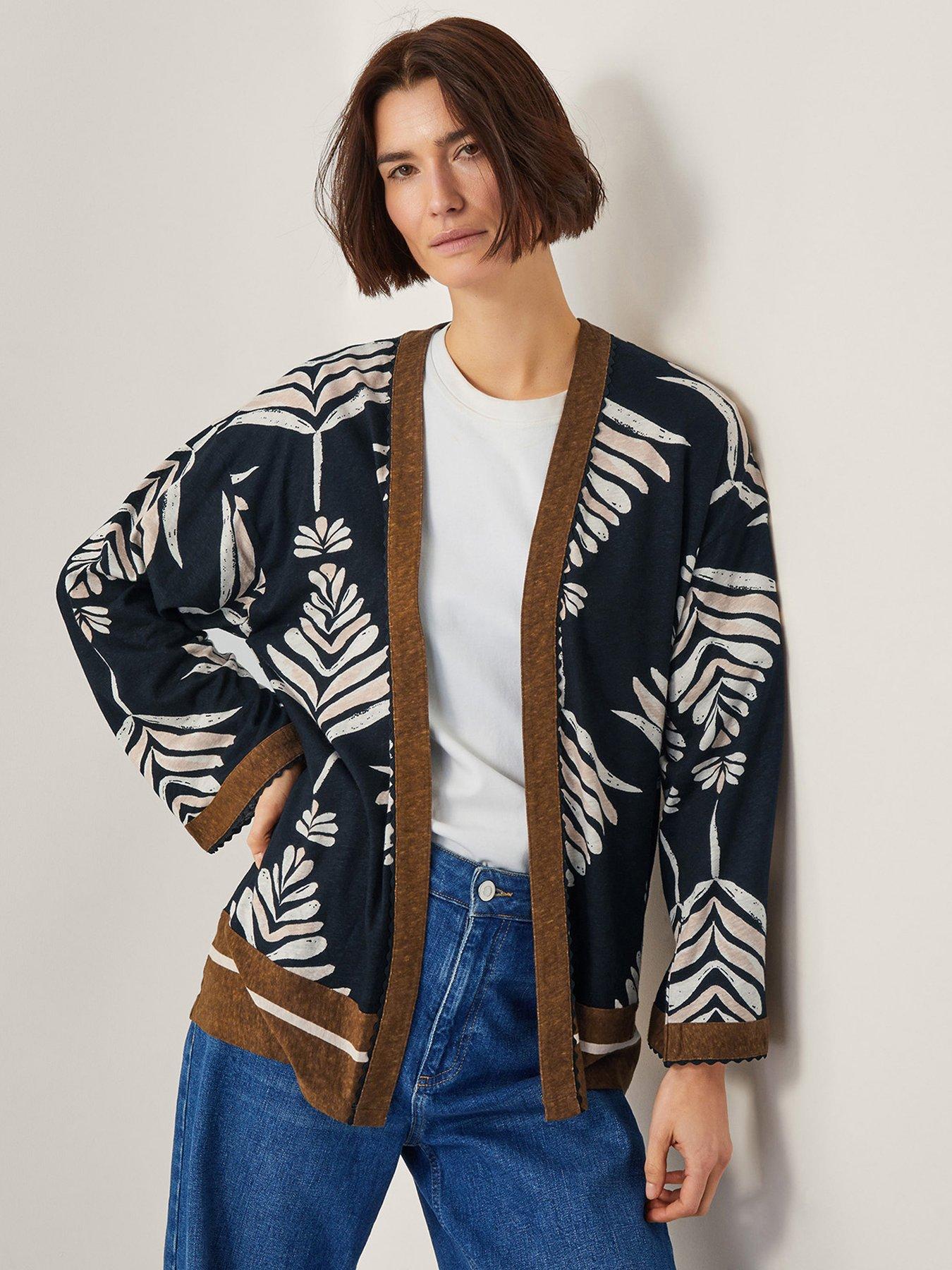Image 1 of 4 of Monsoon Pamela Linen Blend Cover Up - Black