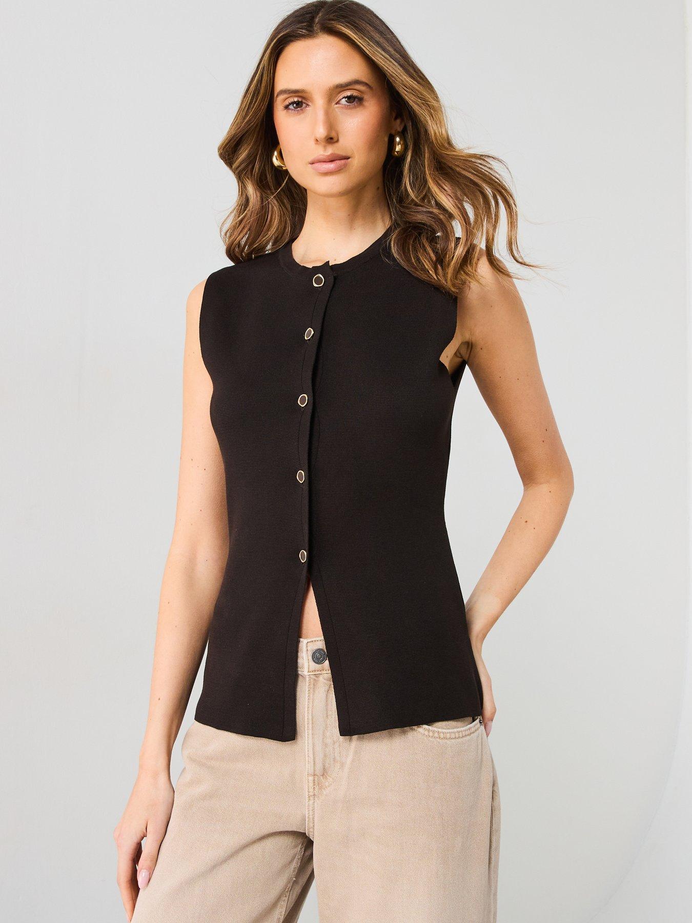 mango-fine-knit-waistcoat-with-buttons-browndetail