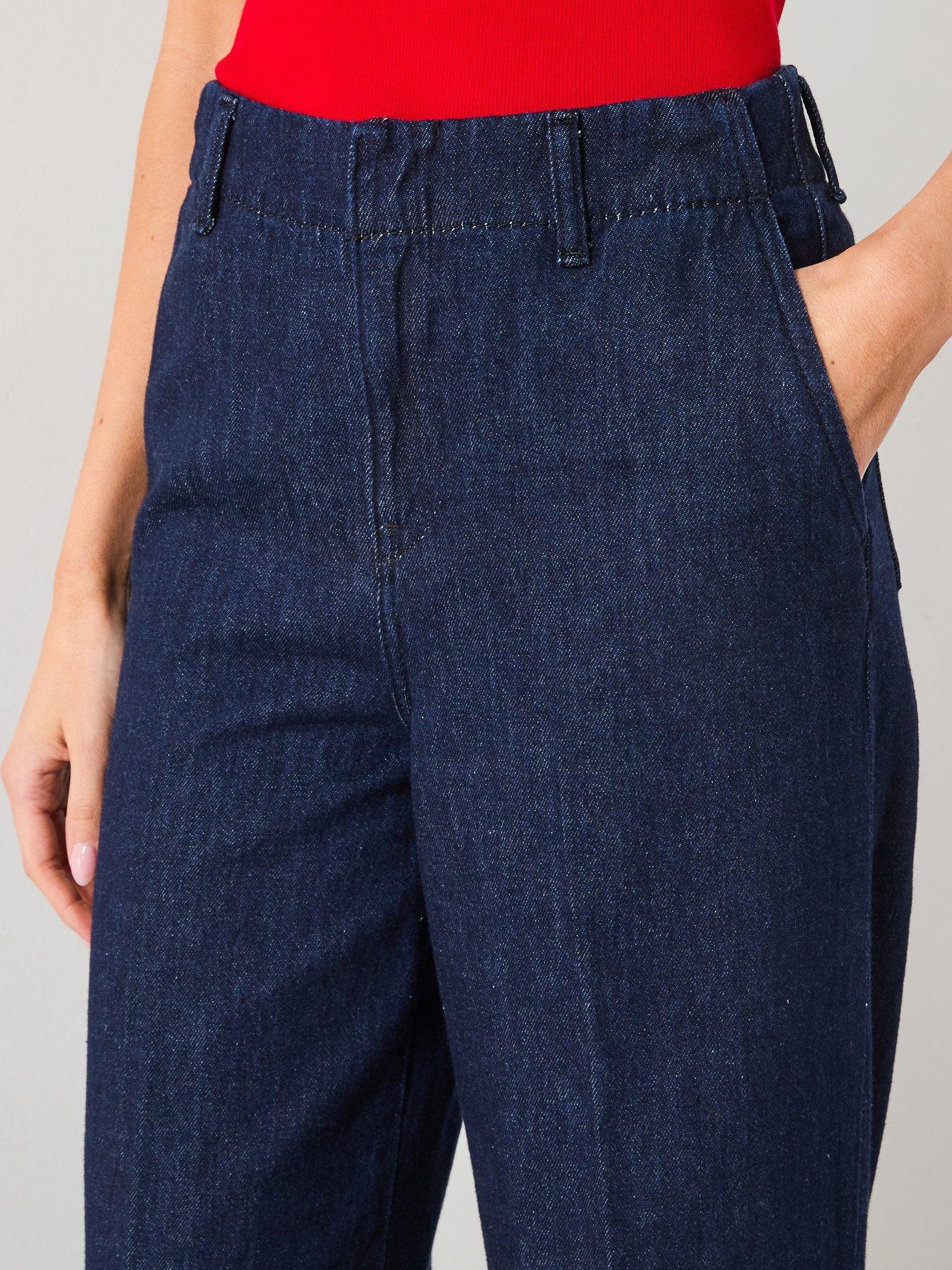 Image 5 of 6 of Mango High-Waisted Wide Leg Jeans - Blue