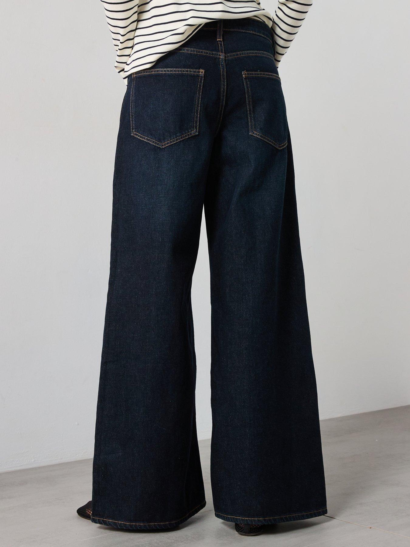 Image 2 of 5 of Mango Low Rise Rinse Wash Wide Leg Jeans - Blue