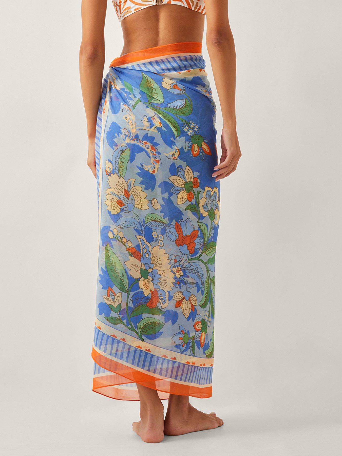 Image 2 of 5 of Monsoon Helena Print Sarong - Blue