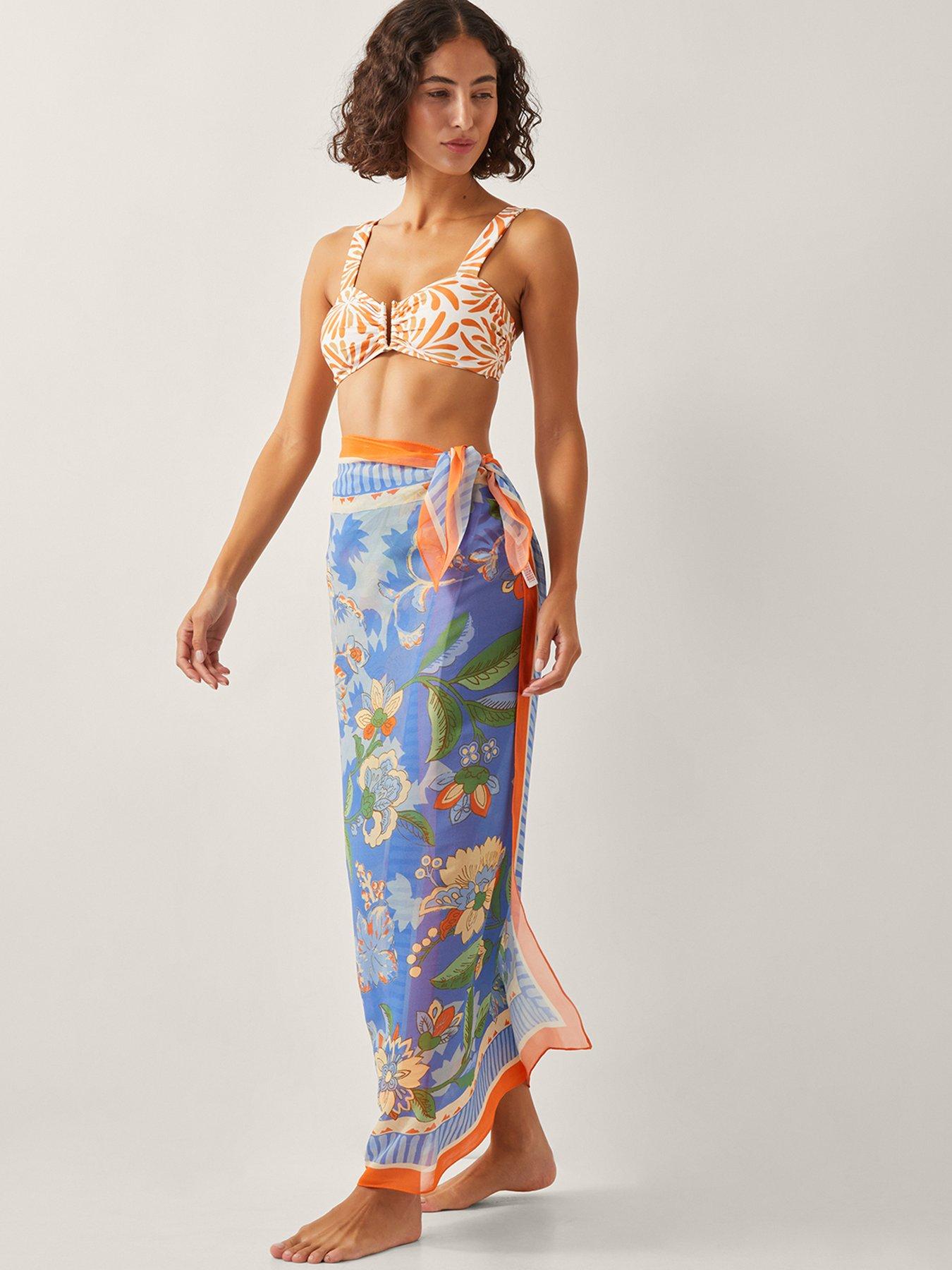Image 4 of 5 of Monsoon Helena Print Sarong - Blue