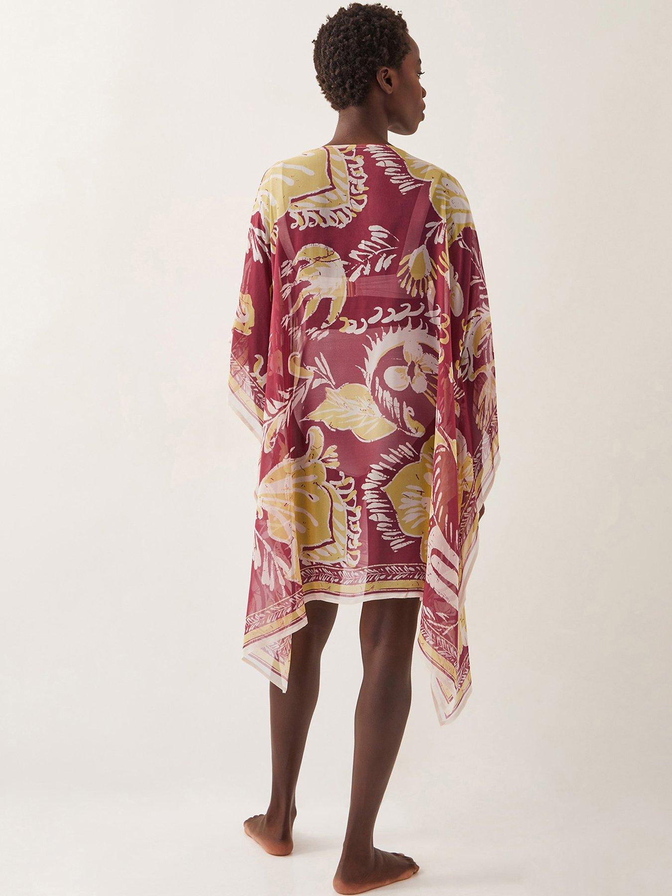 Image 2 of 5 of Monsoon Misha Print Kaftan - Burgundy