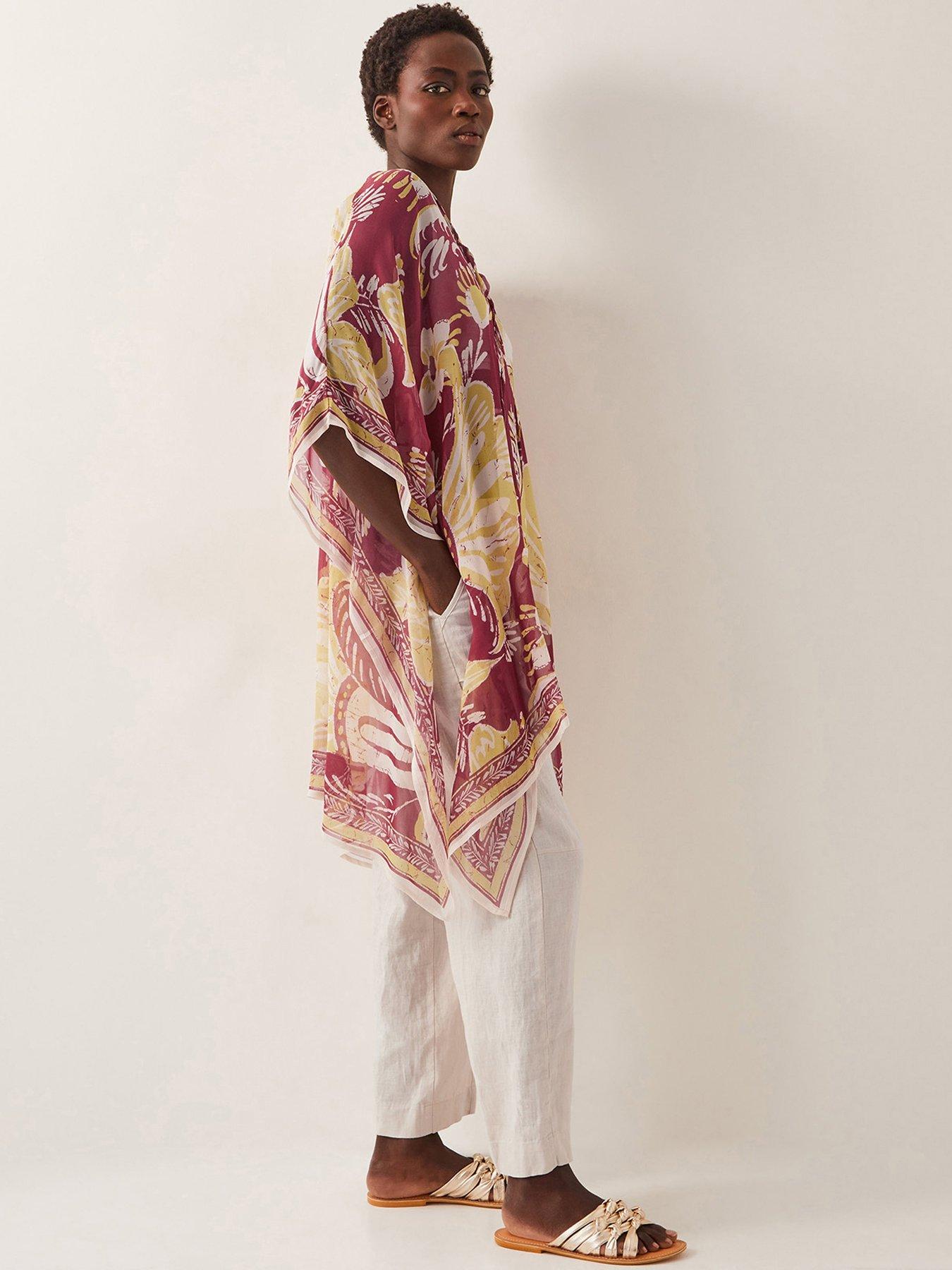 Image 3 of 5 of Monsoon Misha Print Kaftan - Burgundy