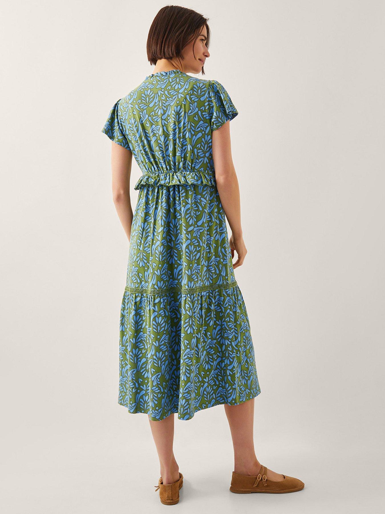 Image 2 of 5 of Monsoon Bryony Print Jersey Dress - Green
