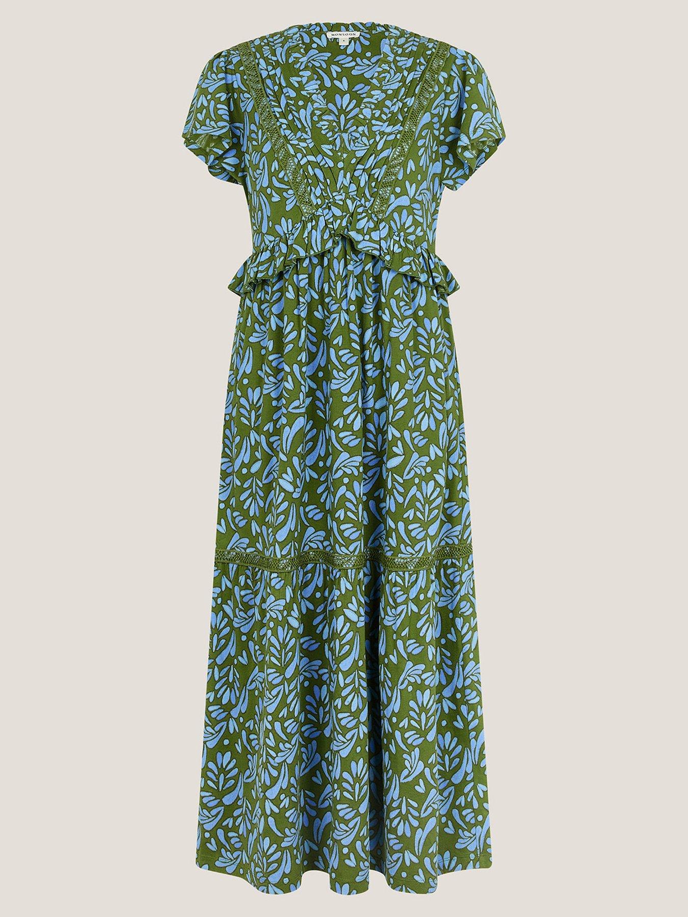 Image 3 of 5 of Monsoon Bryony Print Jersey Dress - Green