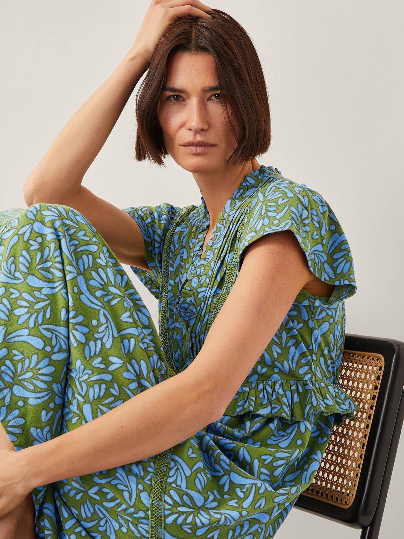 Image 4 of 5 of Monsoon Bryony Print Jersey Dress - Green