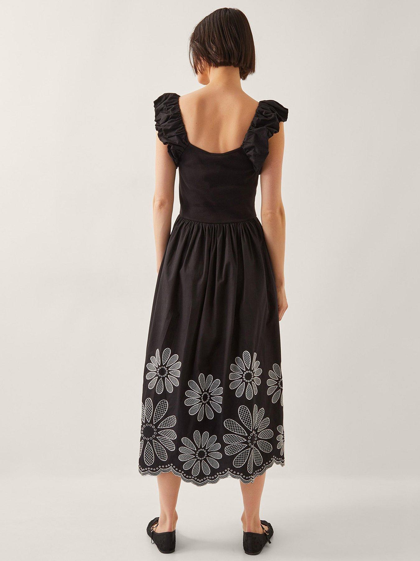monsoon-ella-embellished-fabric-mix-dress-blackstillFront