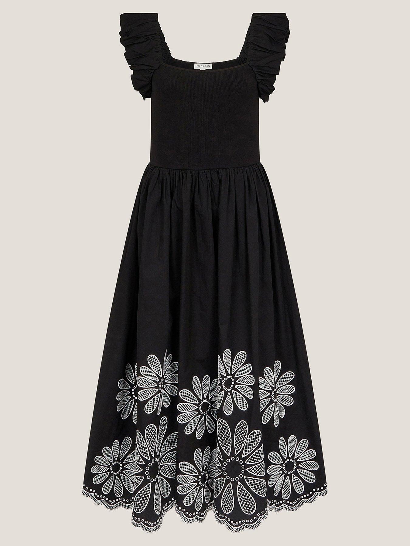 monsoon-ella-embellished-fabric-mix-dress-blackback