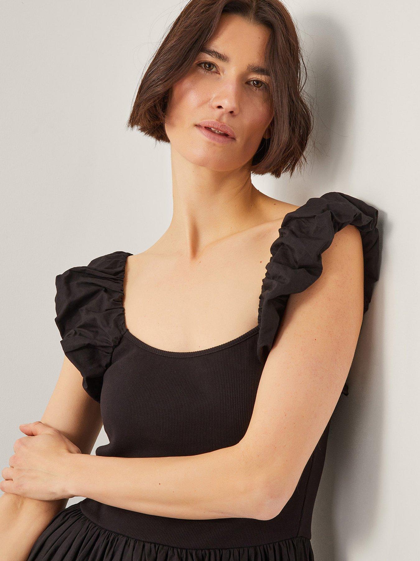 monsoon-ella-embellished-fabric-mix-dress-blackdetail