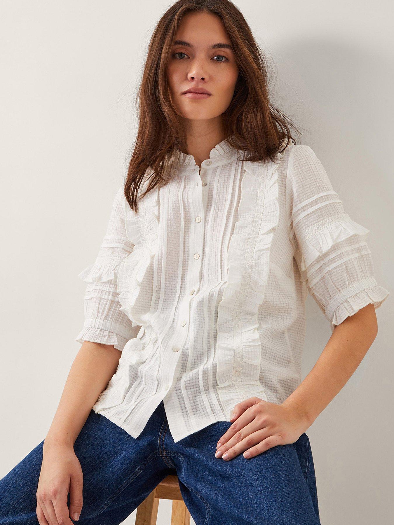 Image 1 of 4 of Monsoon Meesha Frill Shirt - Ivory