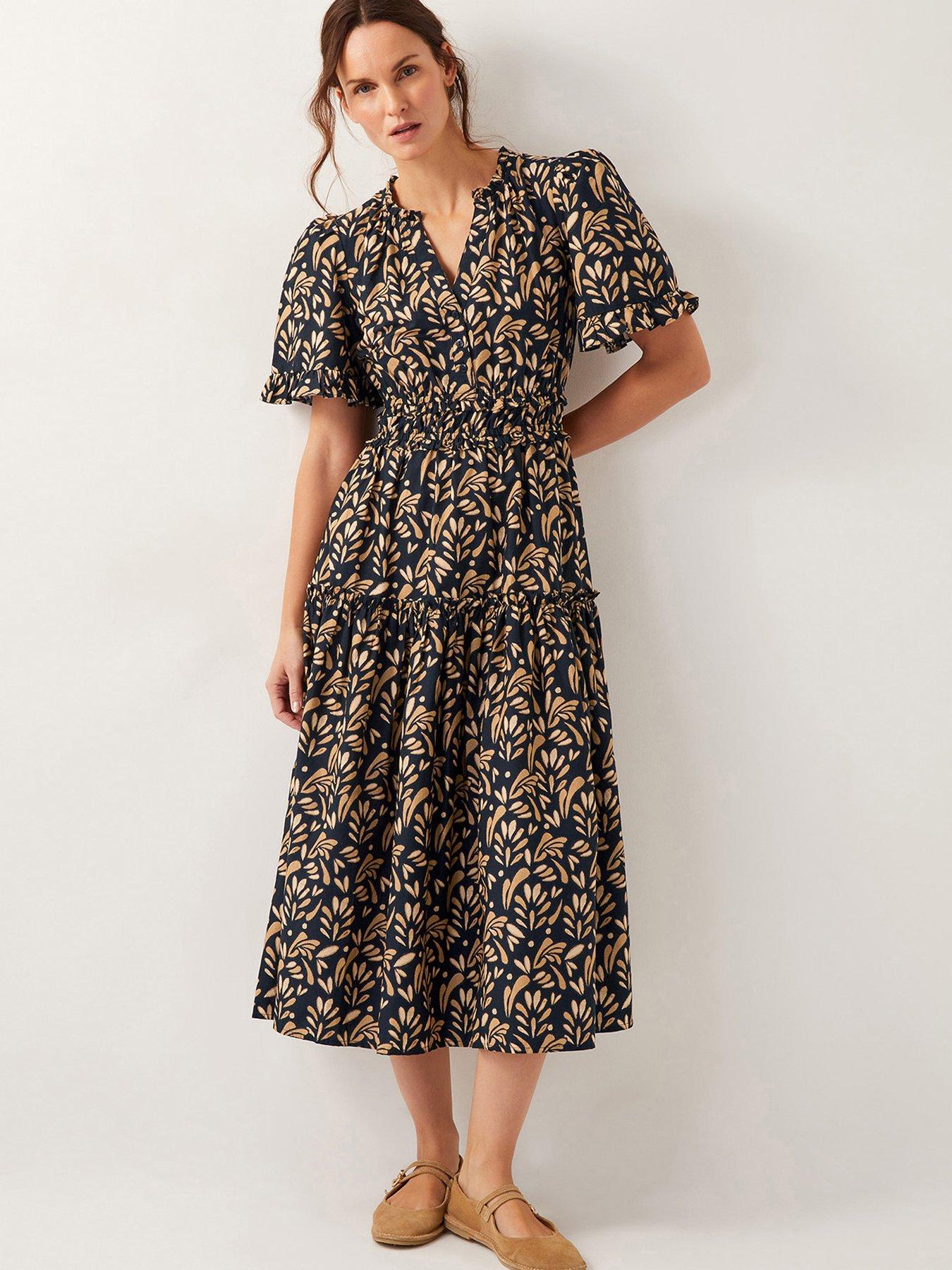 Monsoon Bryony Print Dress - Black