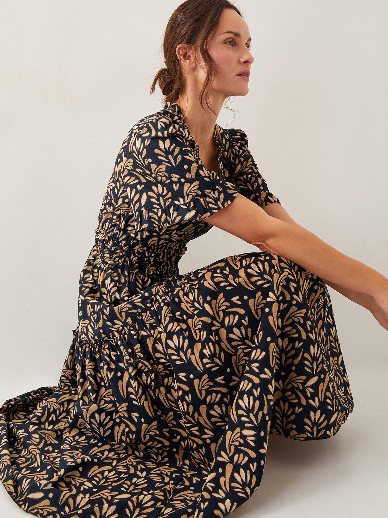 Image 4 of 4 of Monsoon Bryony Print Dress - Black