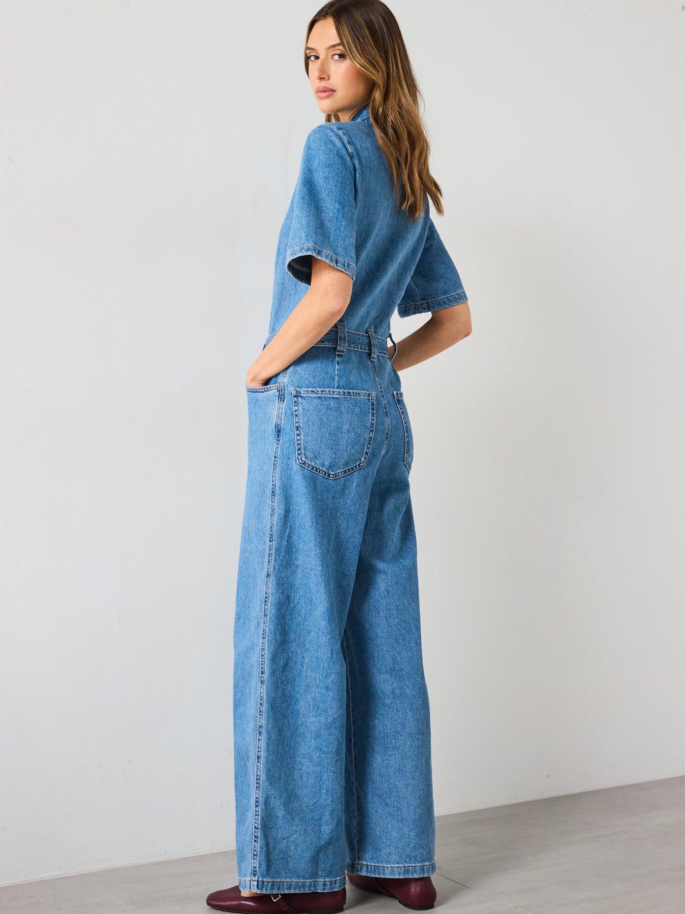 Image 2 of 6 of Mango Denim Jumpsuit Belt - Blue