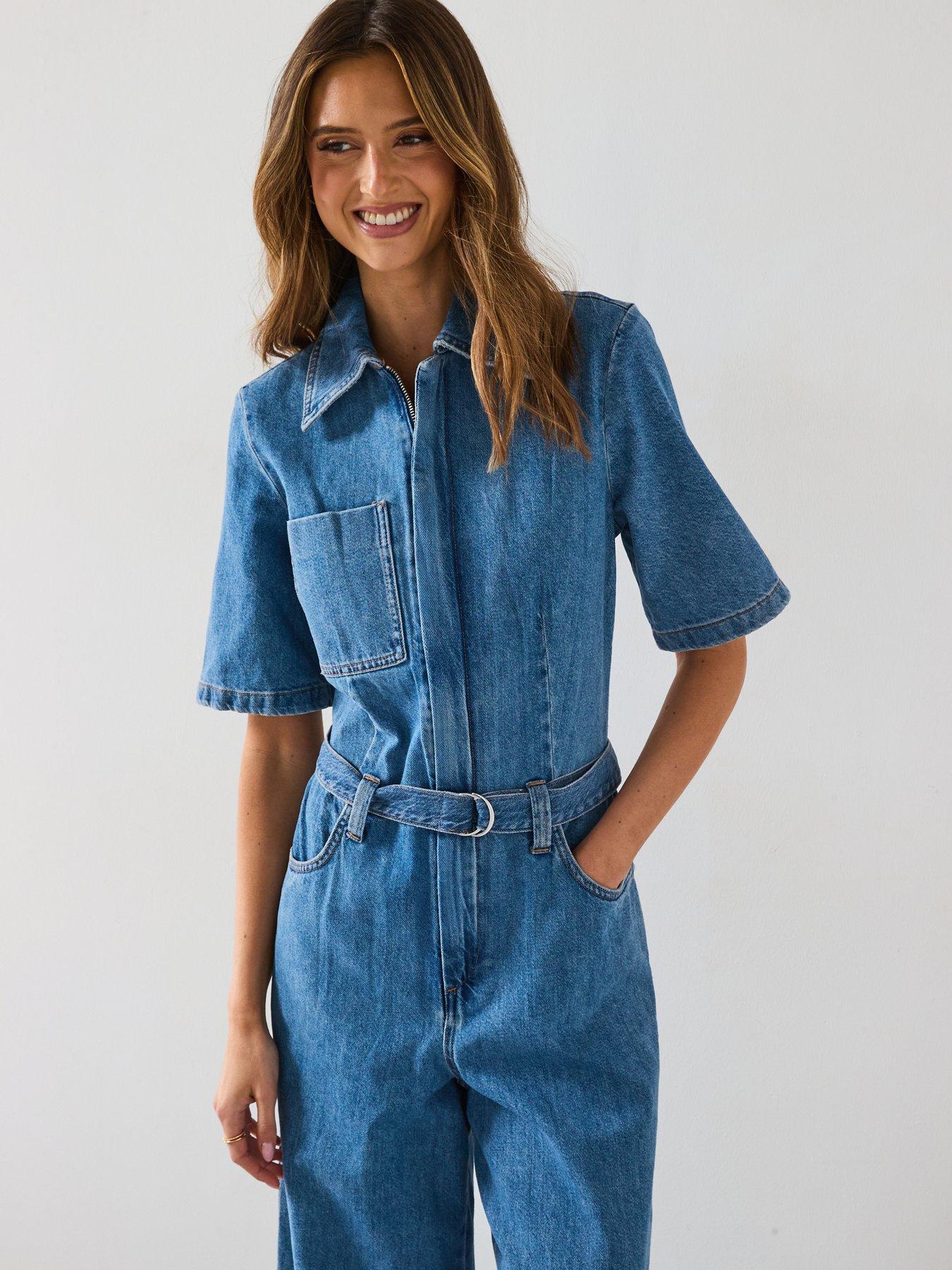 Image 3 of 6 of Mango Denim Jumpsuit Belt - Blue