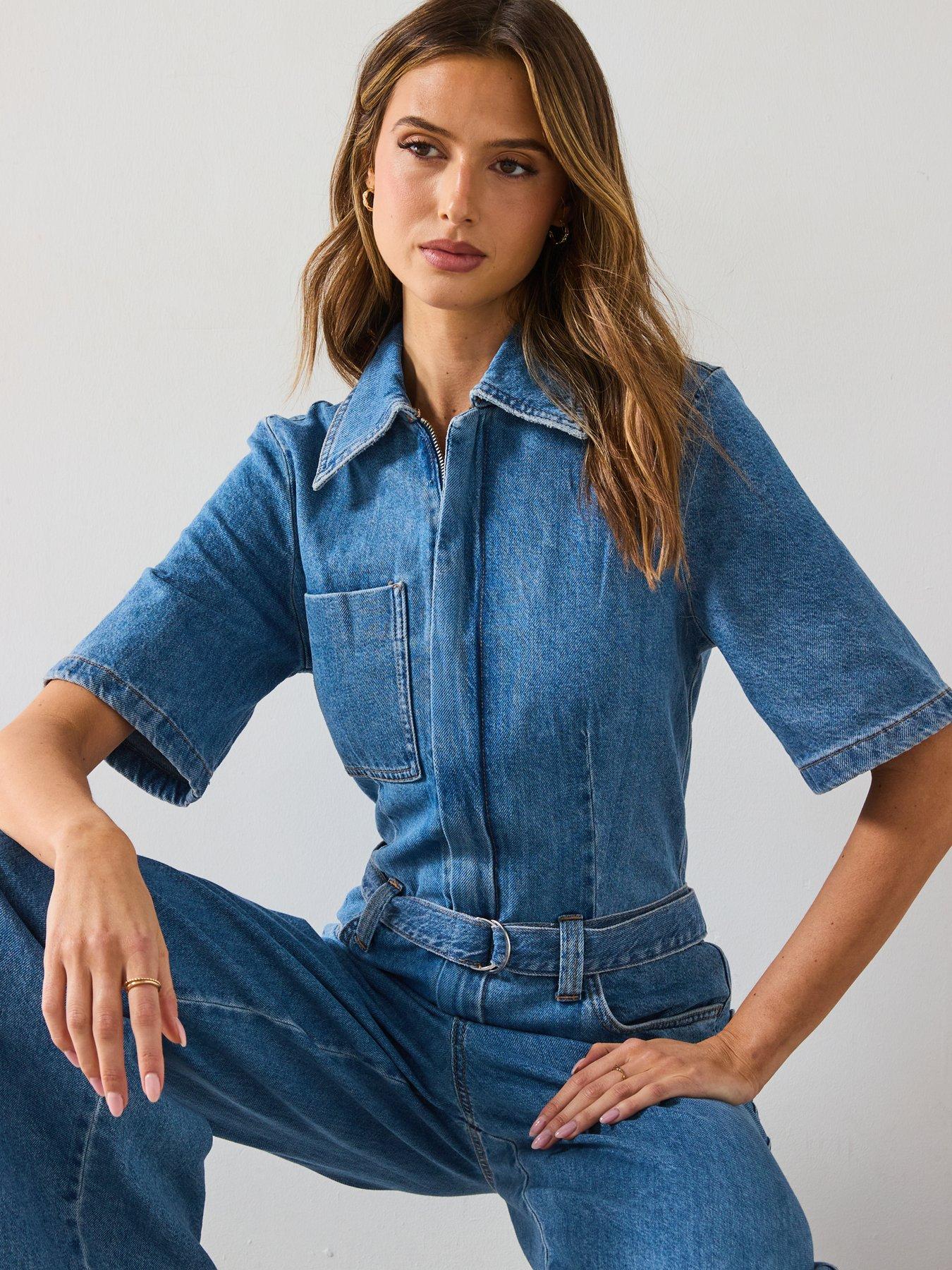 Image 4 of 6 of Mango Denim Jumpsuit Belt - Blue
