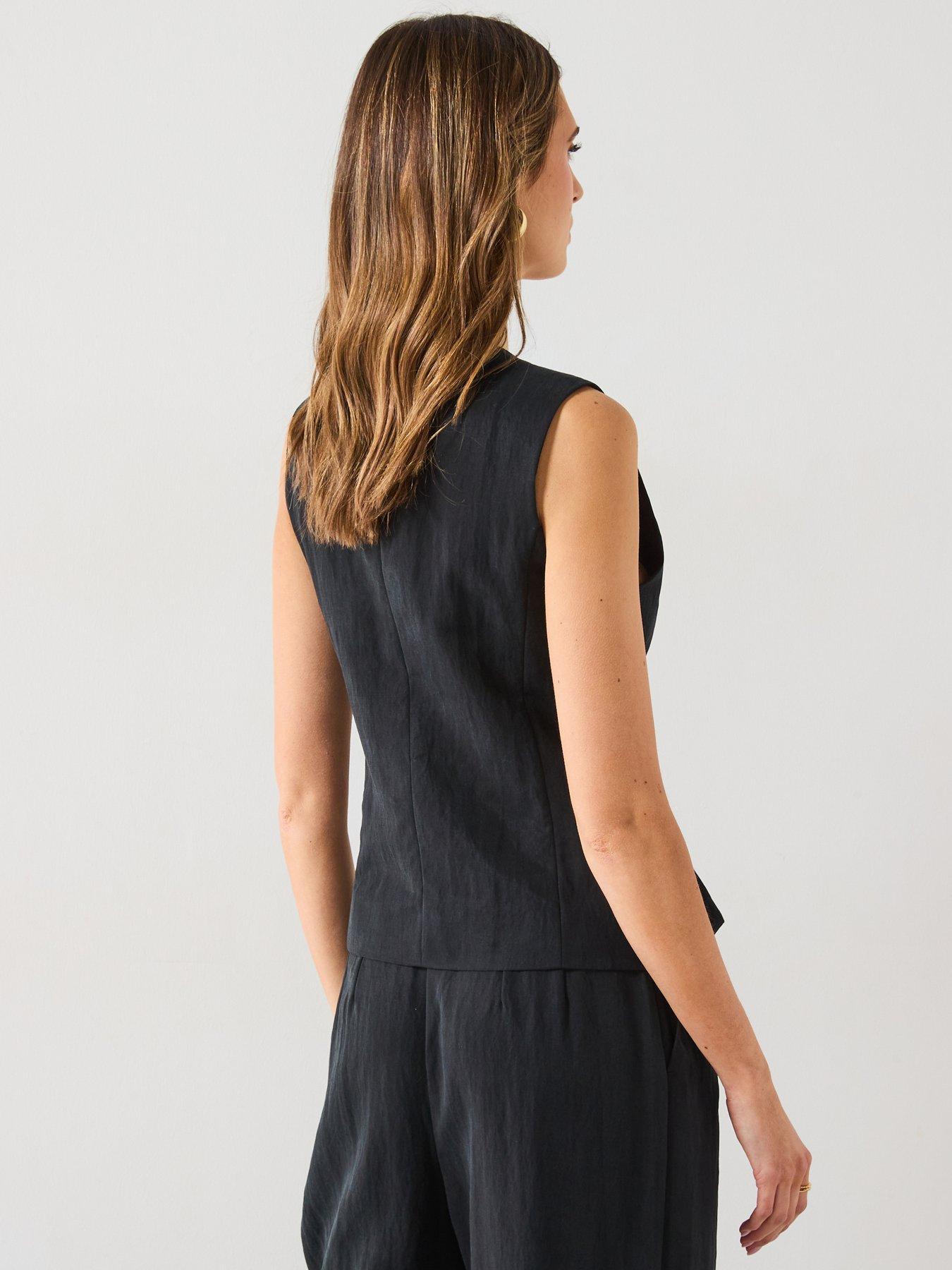Image 2 of 6 of Mango Straight Lyocell Suit Waistcoat - Black