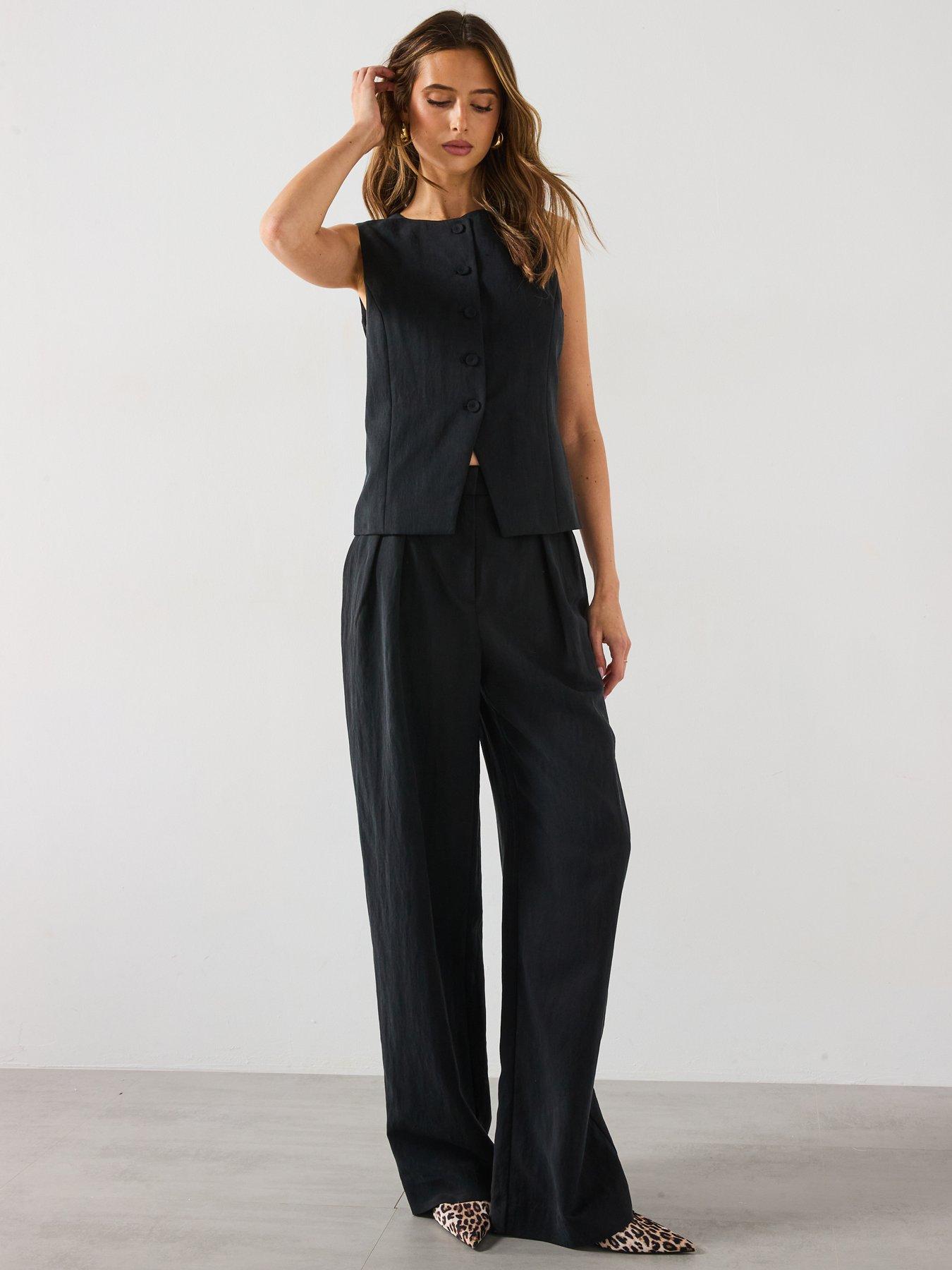 Image 3 of 6 of Mango Straight Lyocell Suit Waistcoat - Black