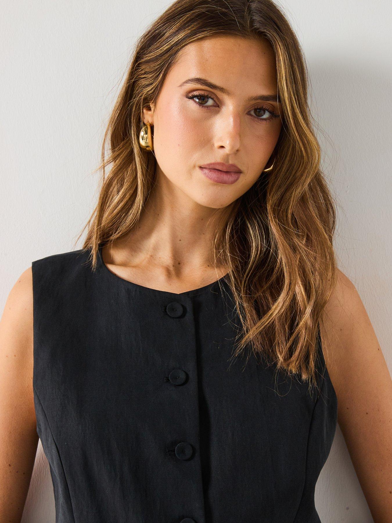 Image 6 of 6 of Mango Straight Lyocell Suit Waistcoat - Black