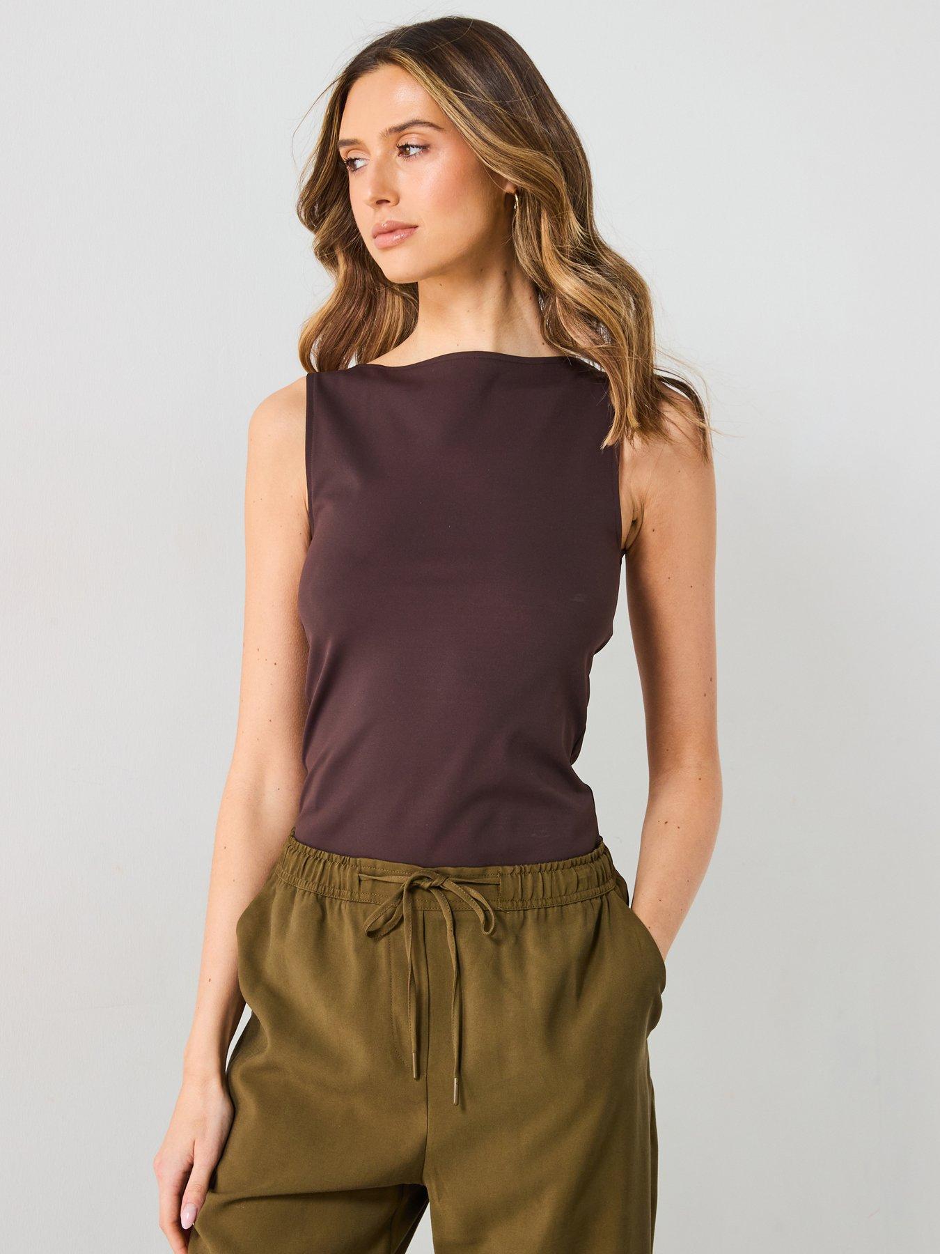 Image of Mango Boat Neck Vest - Brown