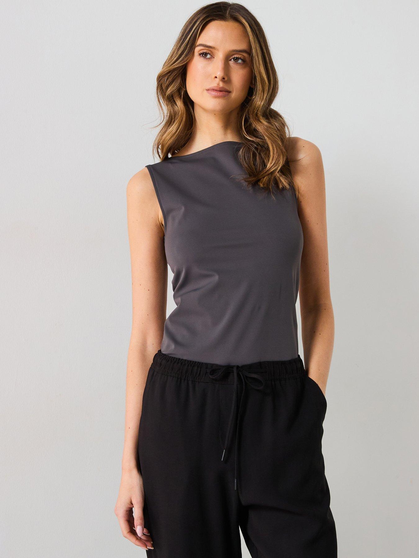 Mango Boat Neck Vest - Grey