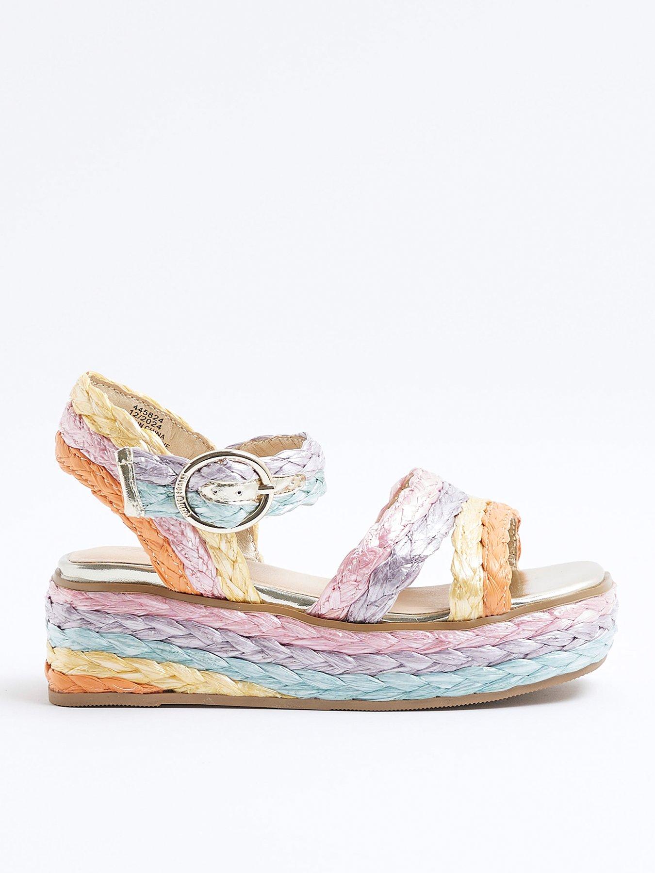 Image 1 of 5 of River Island Girls Ombre Wedge Sandals - Rainbow