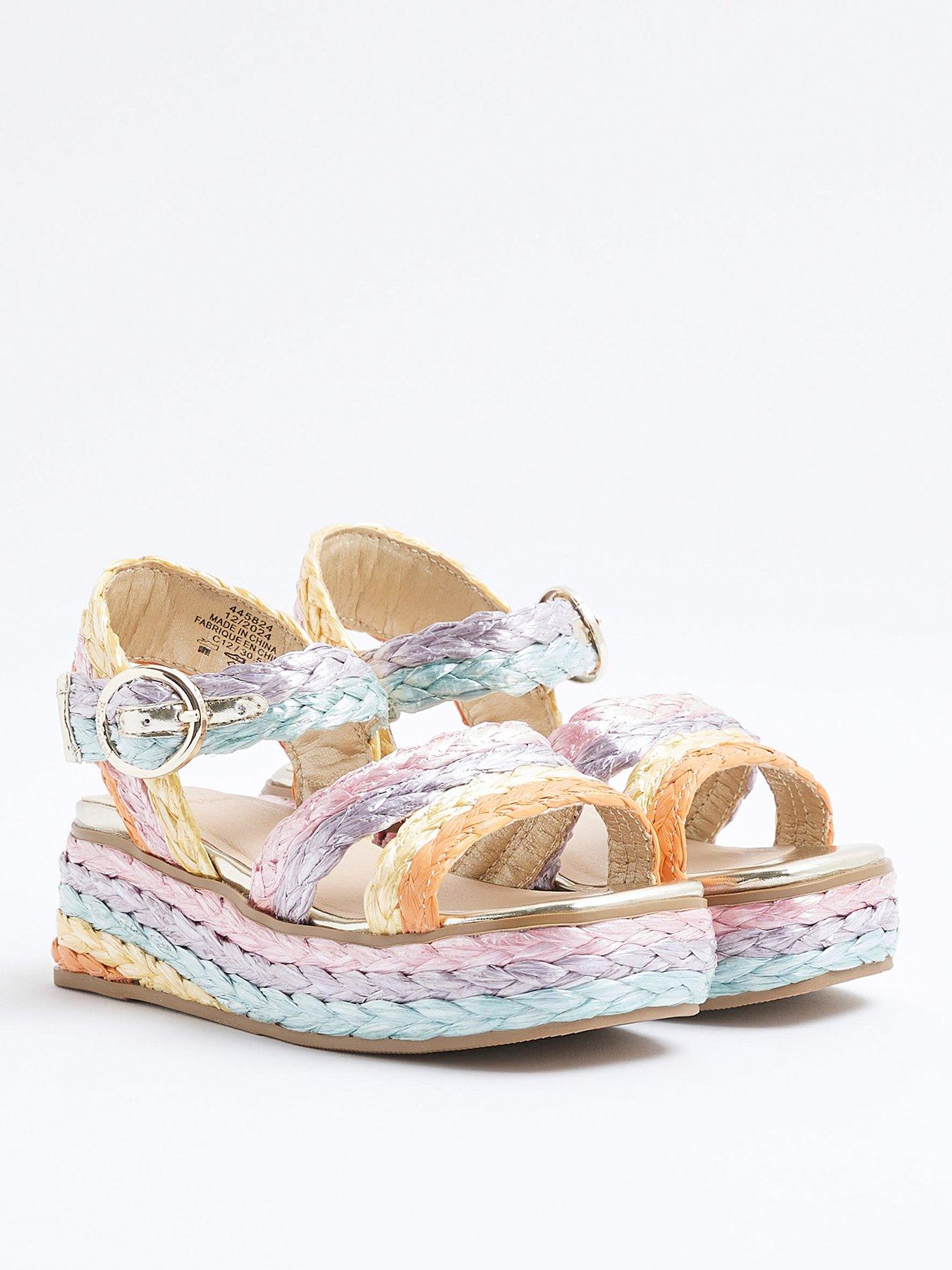 Image 2 of 5 of River Island Girls Ombre Wedge Sandals - Rainbow
