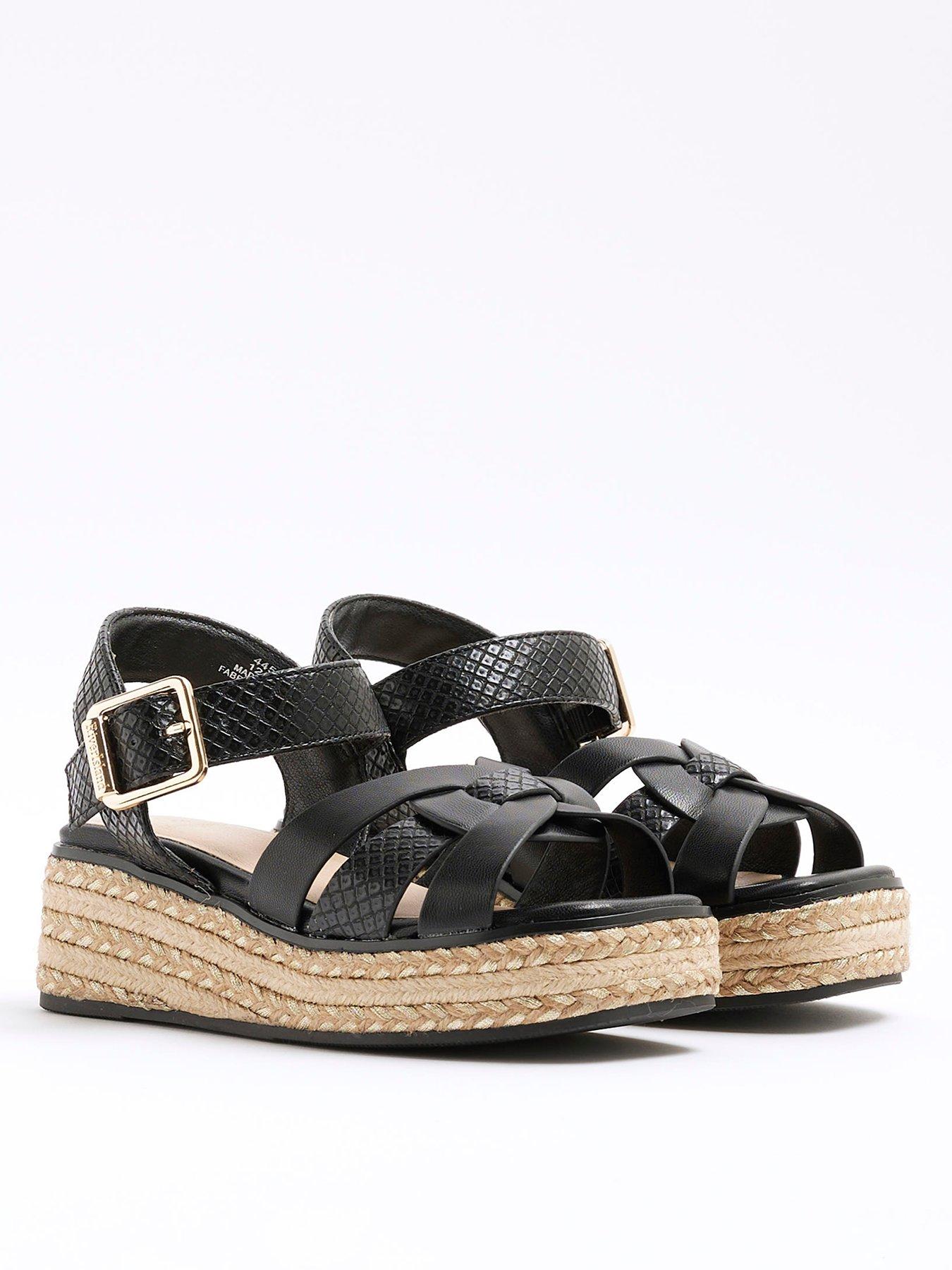 Image 2 of 5 of River Island Girls Weave Wedge Sandals - Black