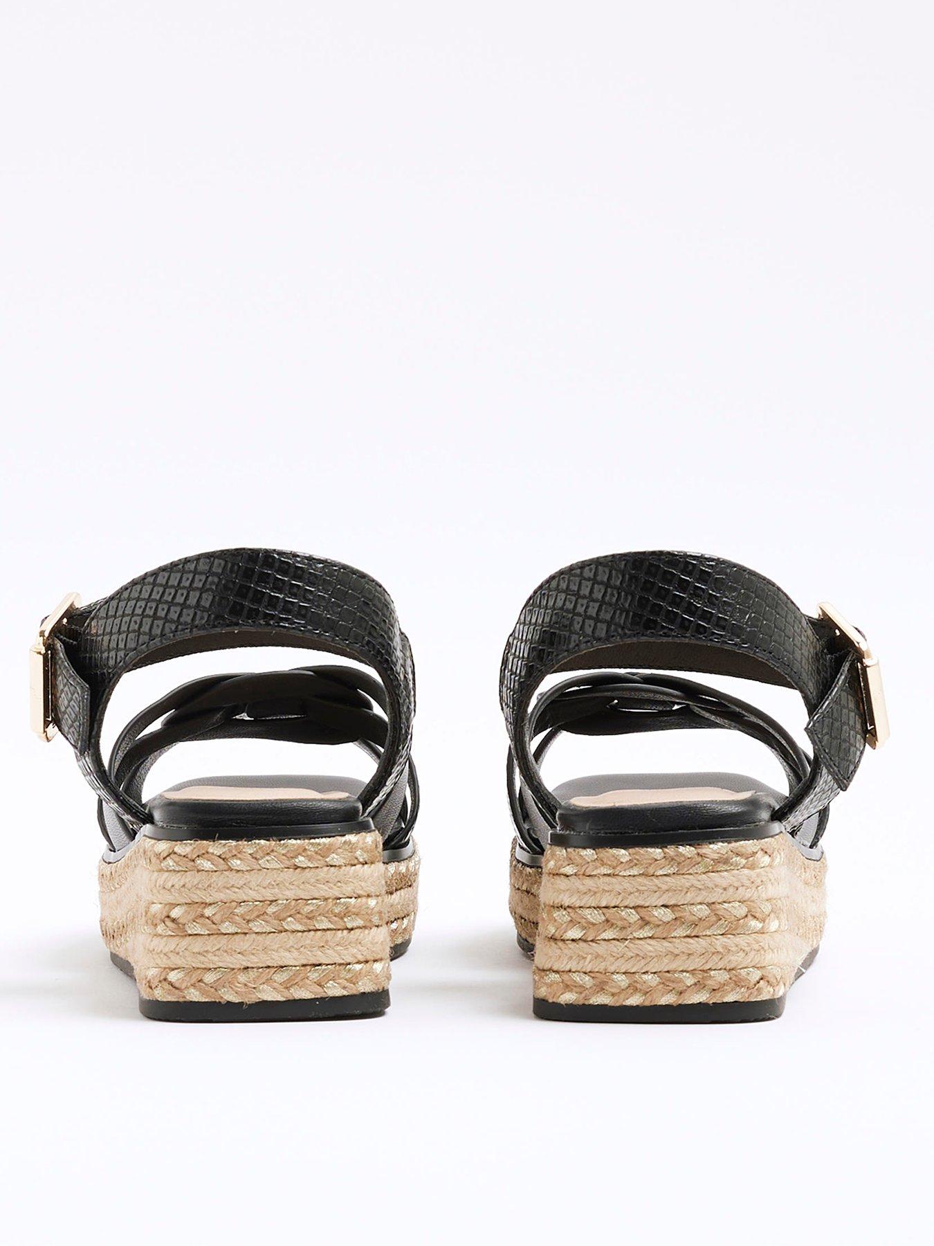 Image 3 of 5 of River Island Girls Weave Wedge Sandals - Black