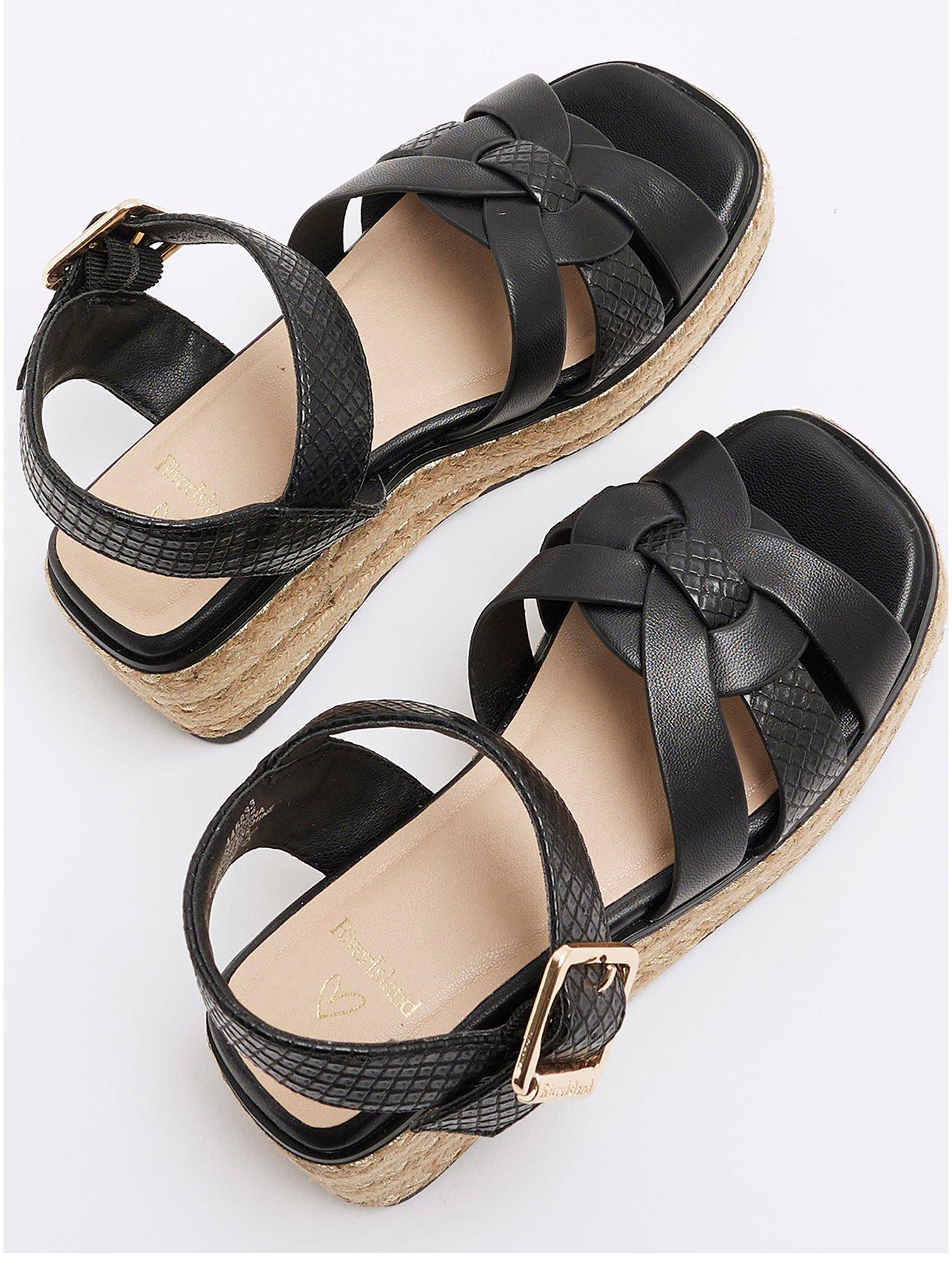 Image 4 of 5 of River Island Girls Weave Wedge Sandals - Black