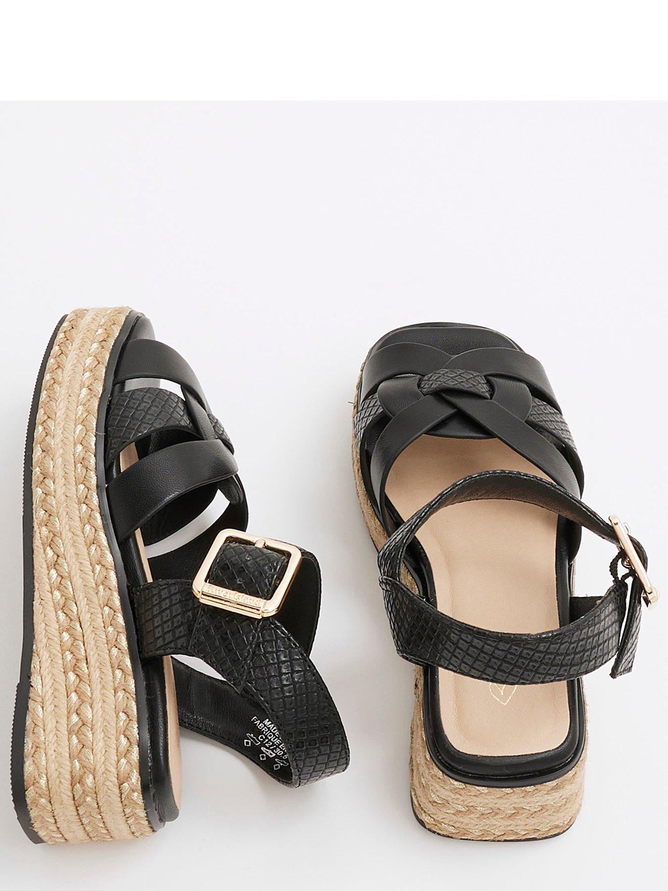 Image 5 of 5 of River Island Girls Weave Wedge Sandals - Black